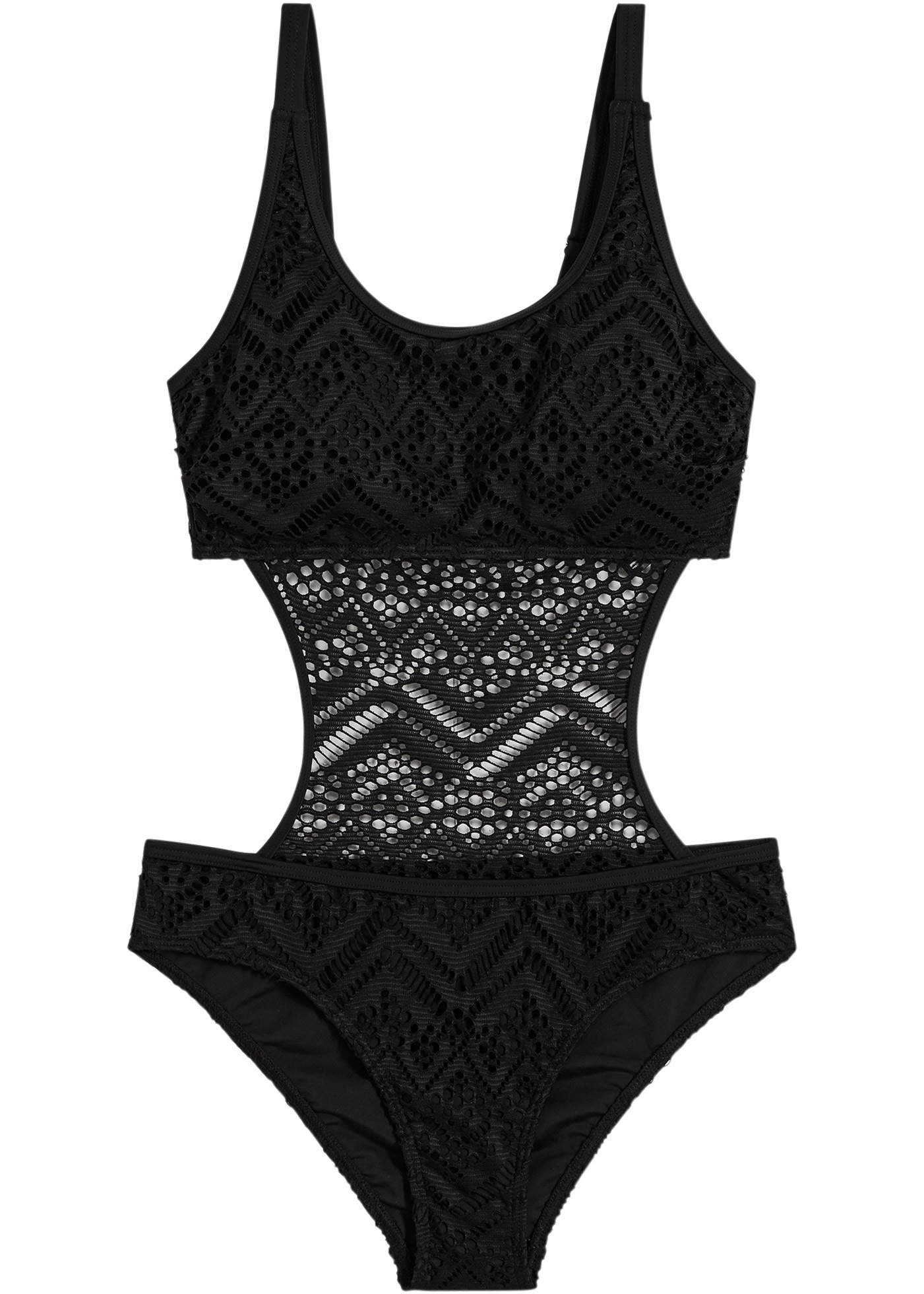 bonprix Monokini bequeme Passform mit Elasthan-Anteil, weiches Futter, Spitzen-Optik