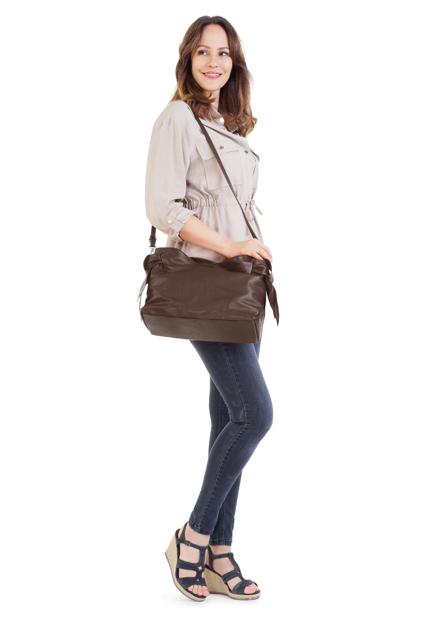 Samantha Look Henkeltasche, echt Leder, Made in Italy