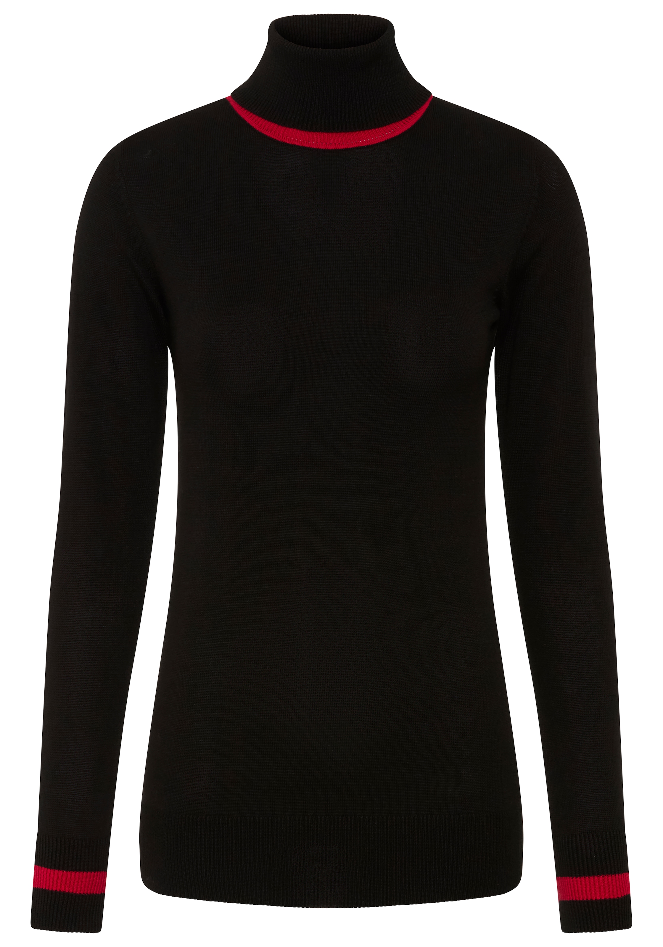 AJC Rollkragenpullover Feinstrick mit trendy Kontraststreifen