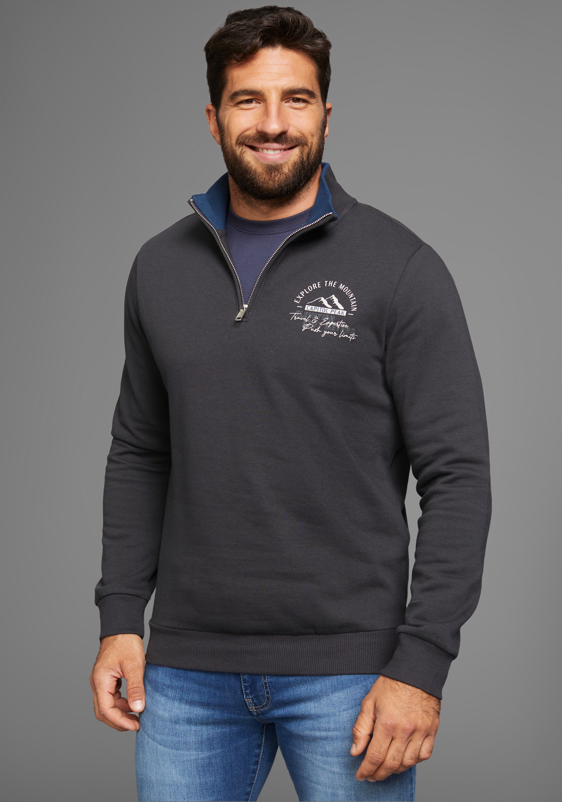 Mans World Sweatshirt mit Kontrastkragen - Neue Farben günstig online kaufen