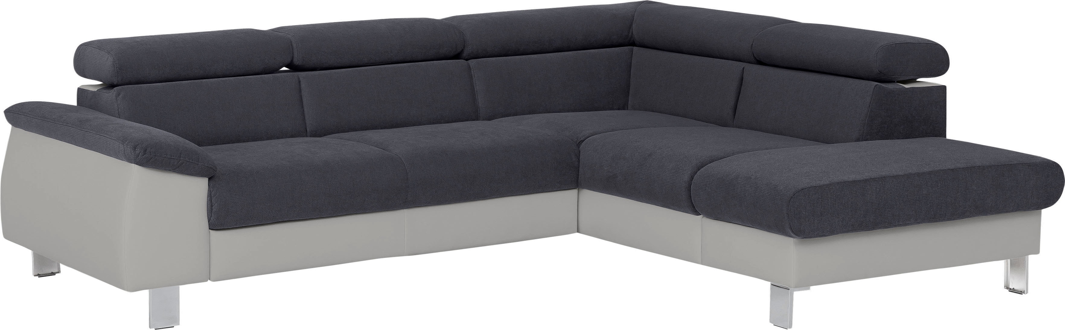 COTTA Ecksofa "Komaris L-Form, B: 249 cm" mit Kopfteilverstellung, optional Schlaffunktion, Bettkasten & Licht