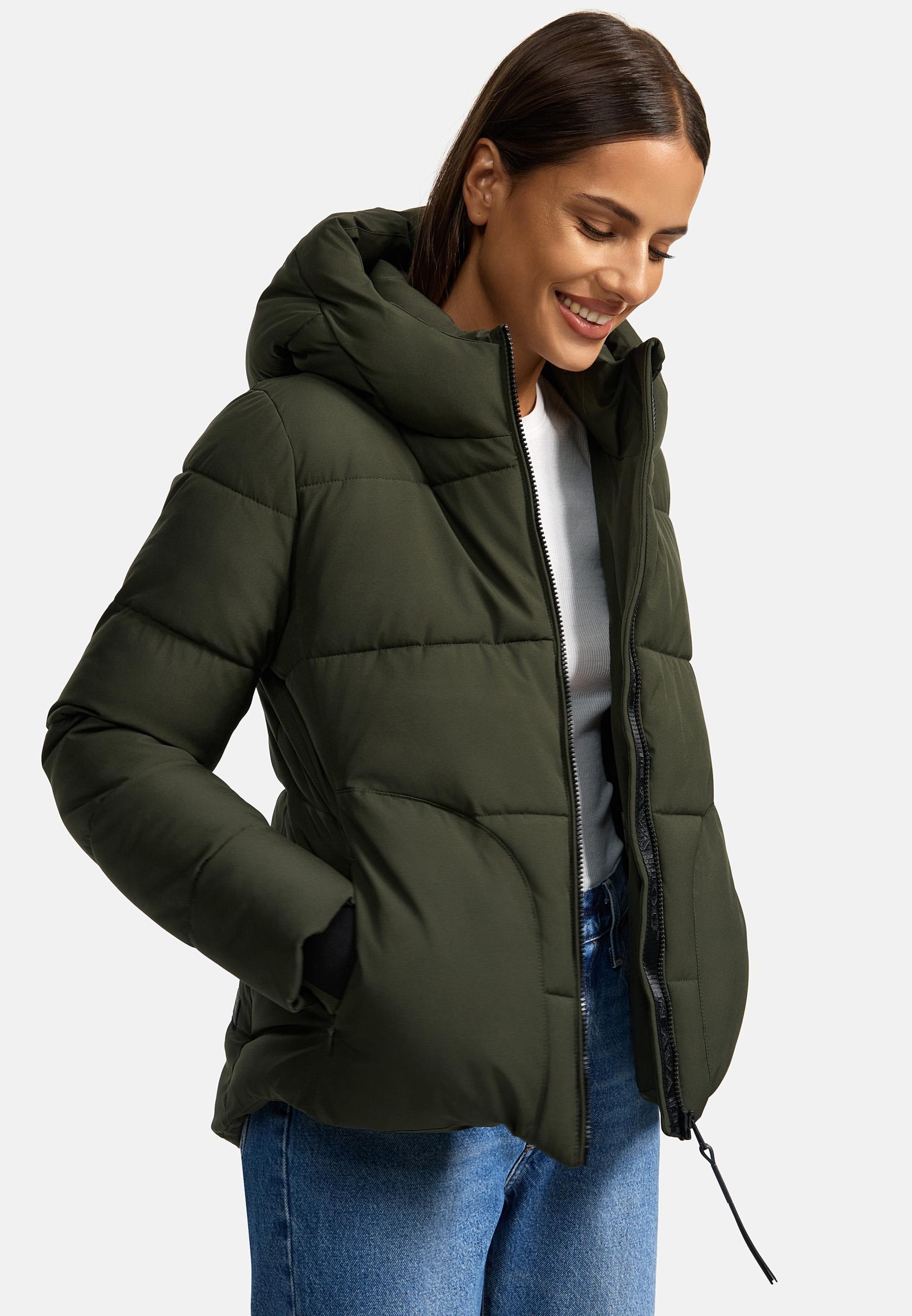 Navahoo Steppjacke »Lachperle XIV«, mit Kapuze, Kurze gesteppte Damen Winterjacke mit hohem Kragen und Kapuze