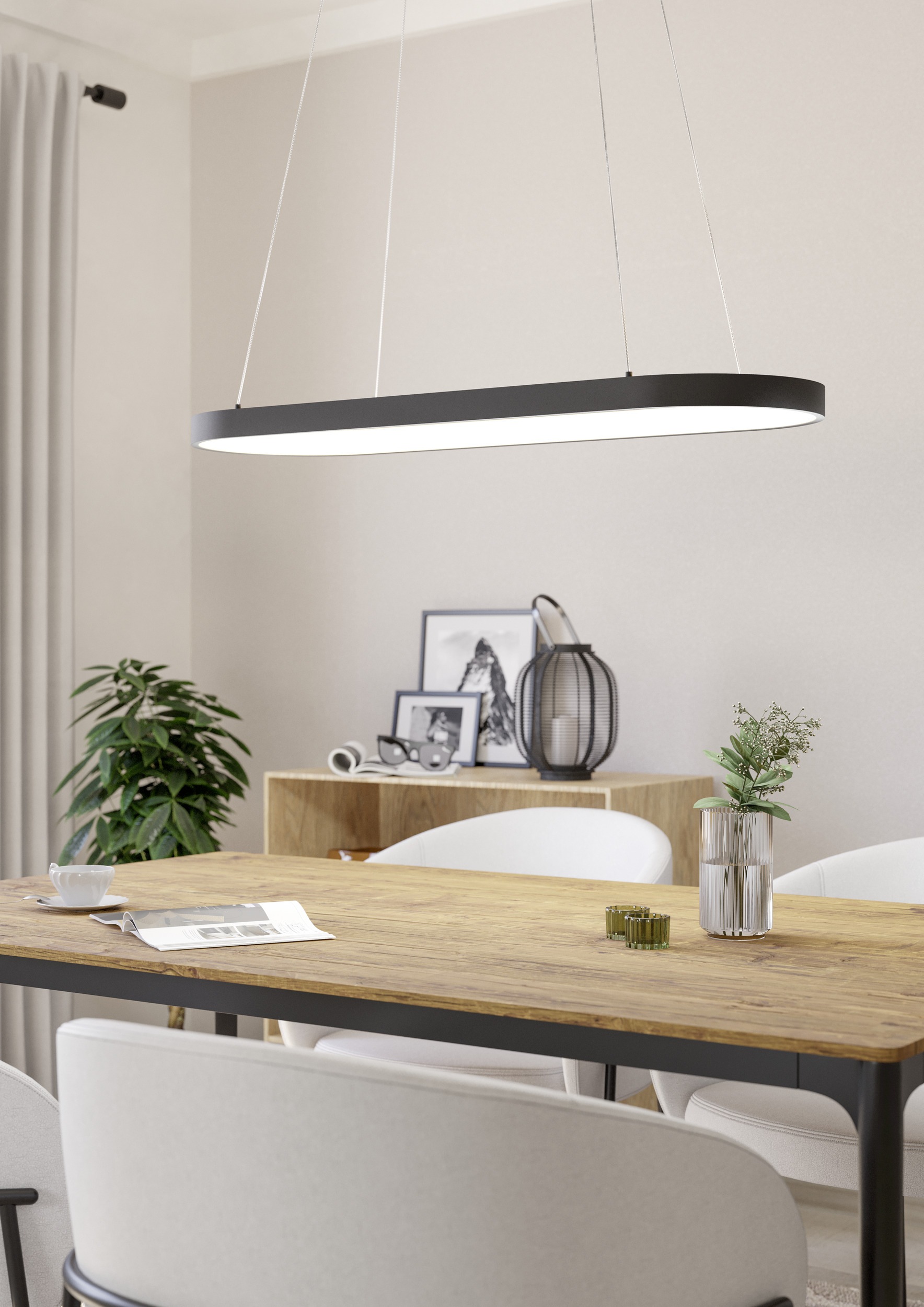 EGLO Hängeleuchte »CODRIALES Pendellampe - Stahl - LED - 27W - IP20« LED-Modul 1 Stk. Warmweiß Hängelampe, Deckenlampe, Wohnzimmer, Esszimmer, L78 x B30 x H110 cm