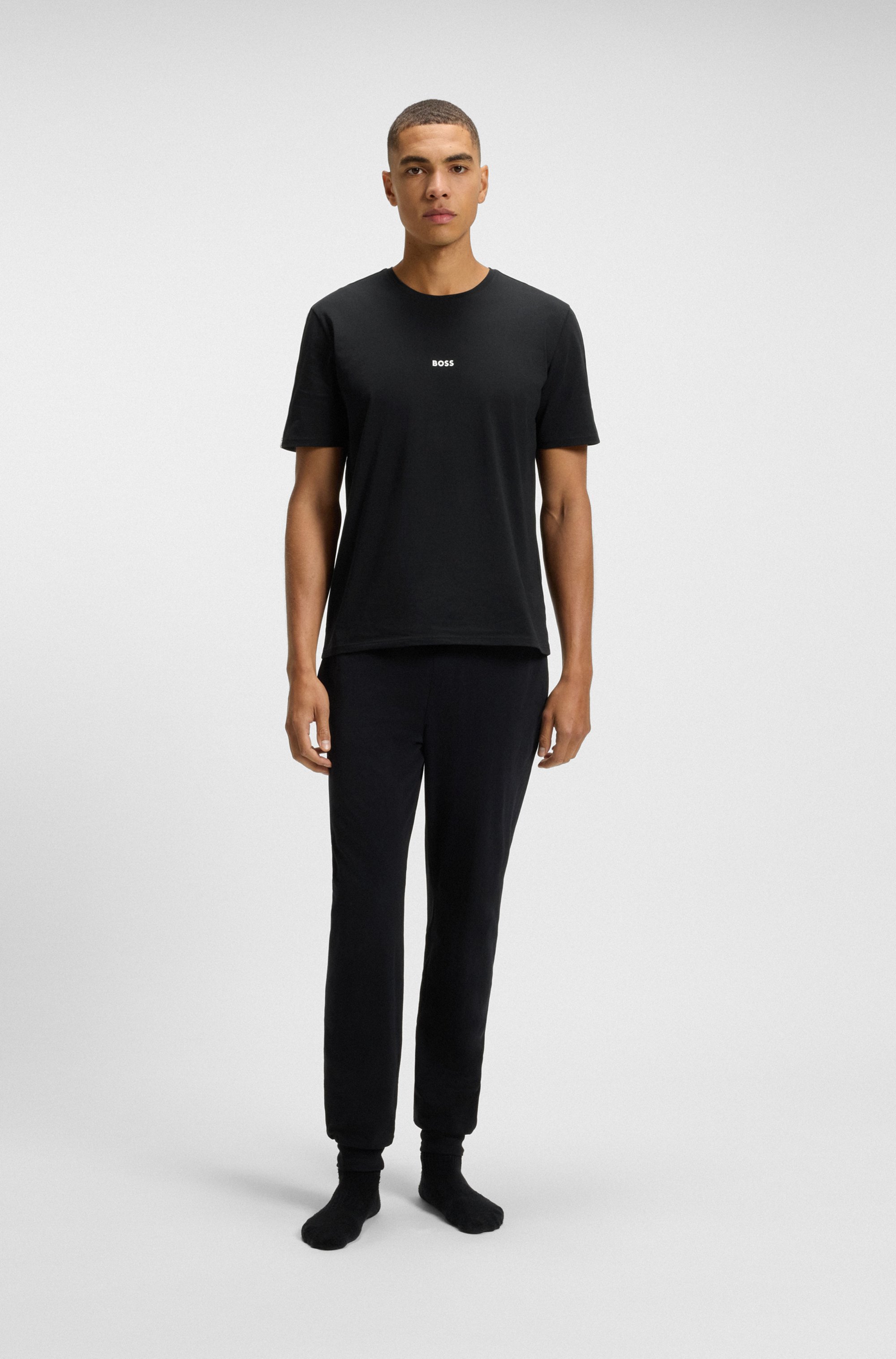 Thumbnail - BOSS T-Shirt "Unique" aus elastischer Baumwolle mit Tape-Details, regular fit