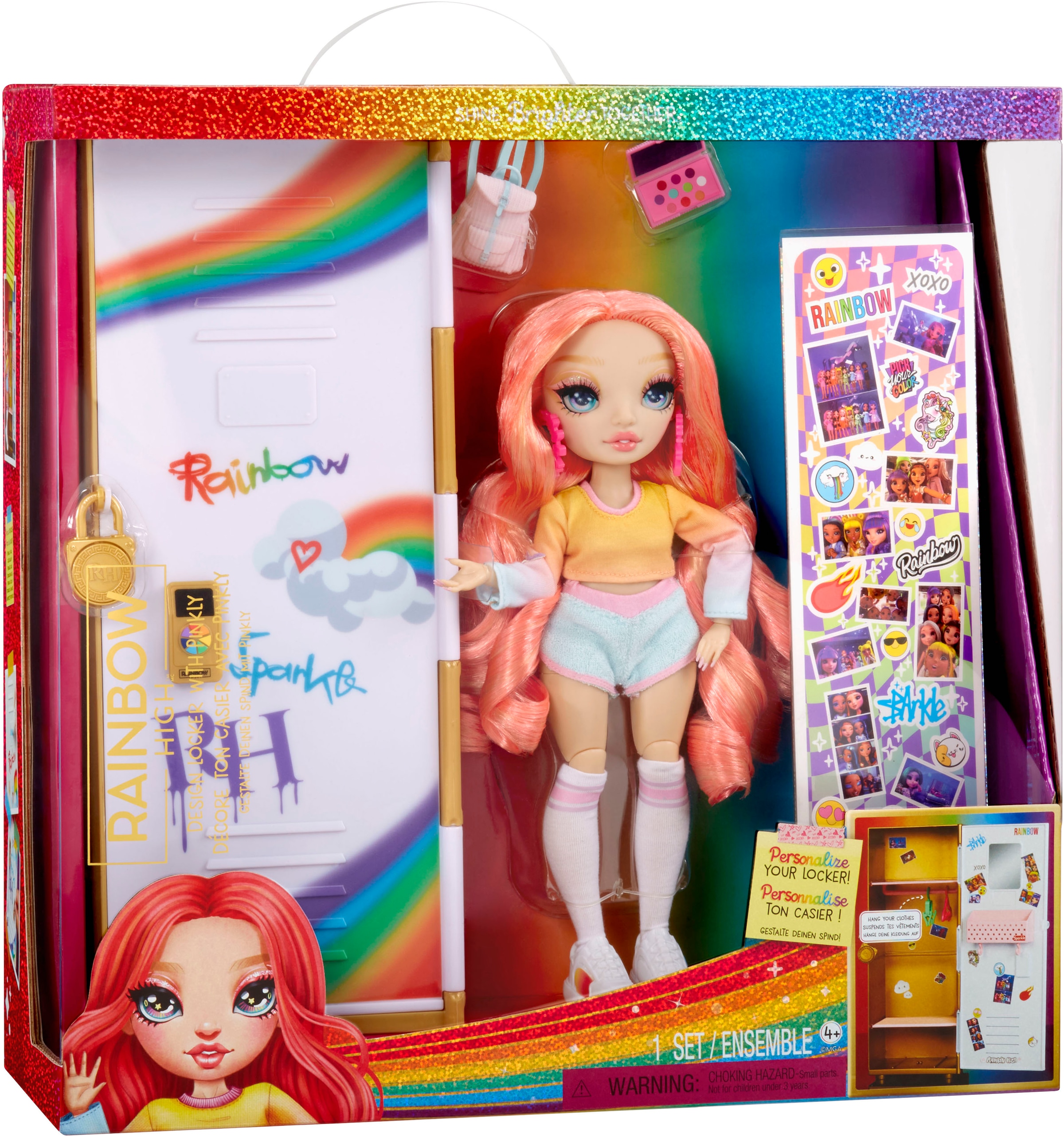 RAINBOW HIGH Puppenkleiderschrank »Rainbow High Locker and Doll Playset«, inklusive Puppe Pinkly Page