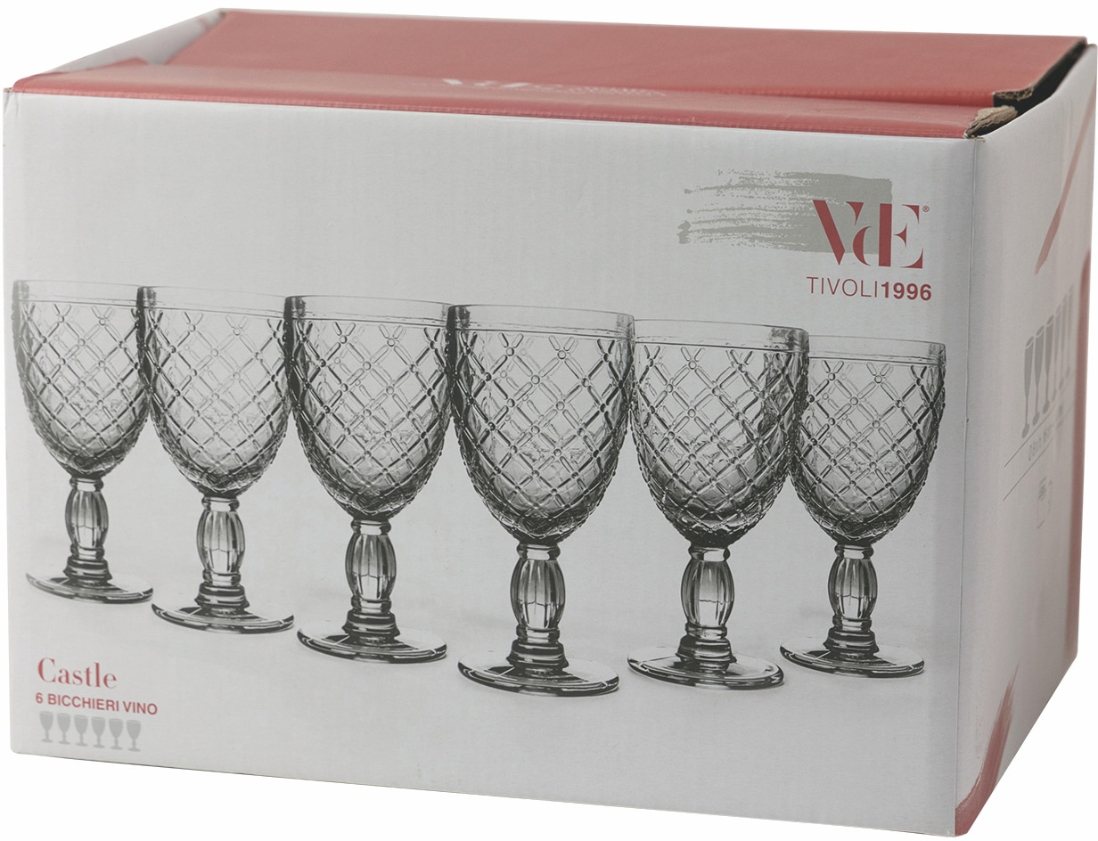 Villa d'Este Weinglas »Castle Trasparent«, (Set, 6 tlg.), Gläser-Set, 6-teilig, Inhalt 280 ml