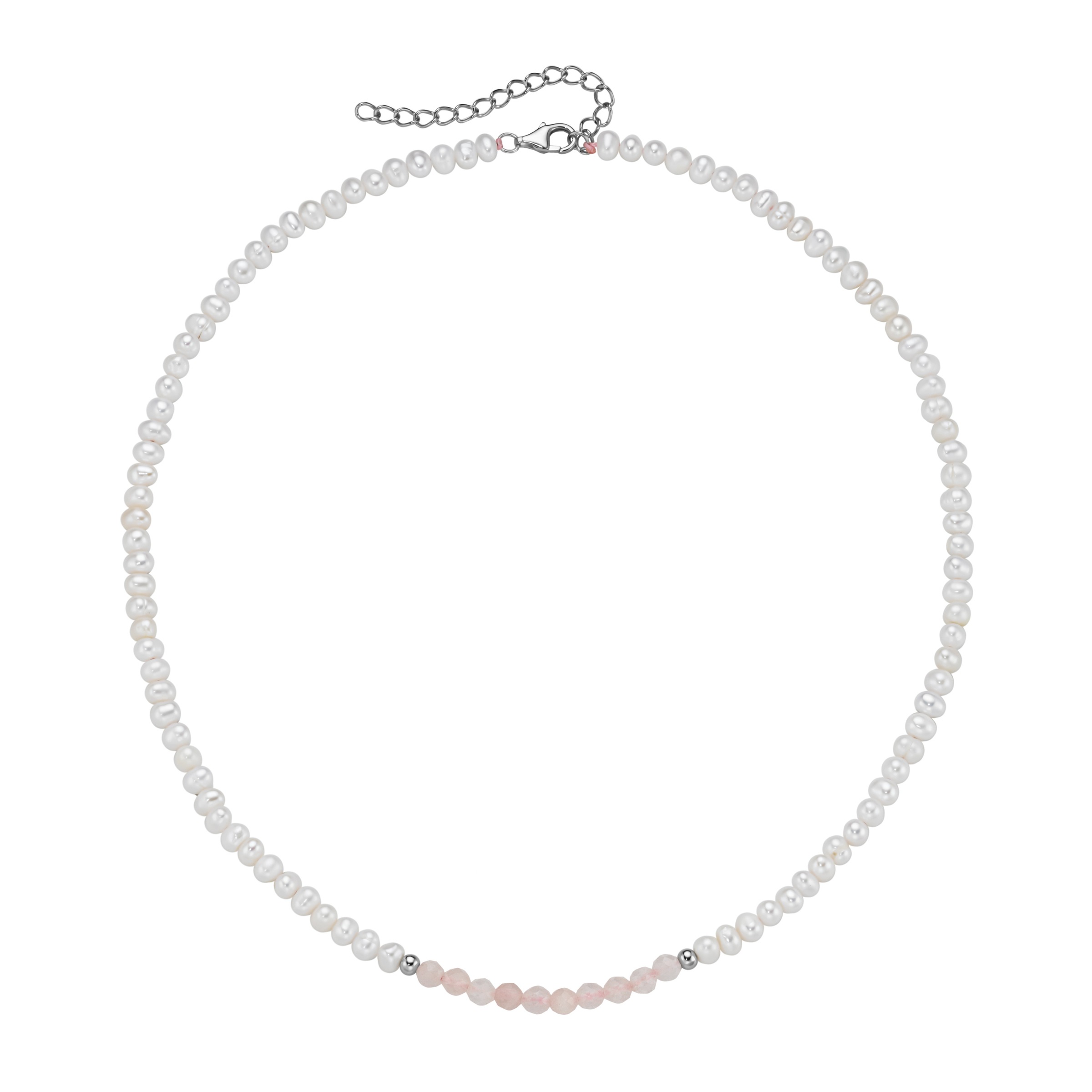 Smart Jewel Collier »mit Süßwasser-Perlen und Rosenquarz, Silber 925«