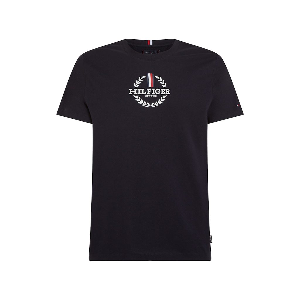 Tommy Hilfiger T-Shirt »GLOBAL STRIPE WREATH TEE«, mit Archive-Wappen-Logo