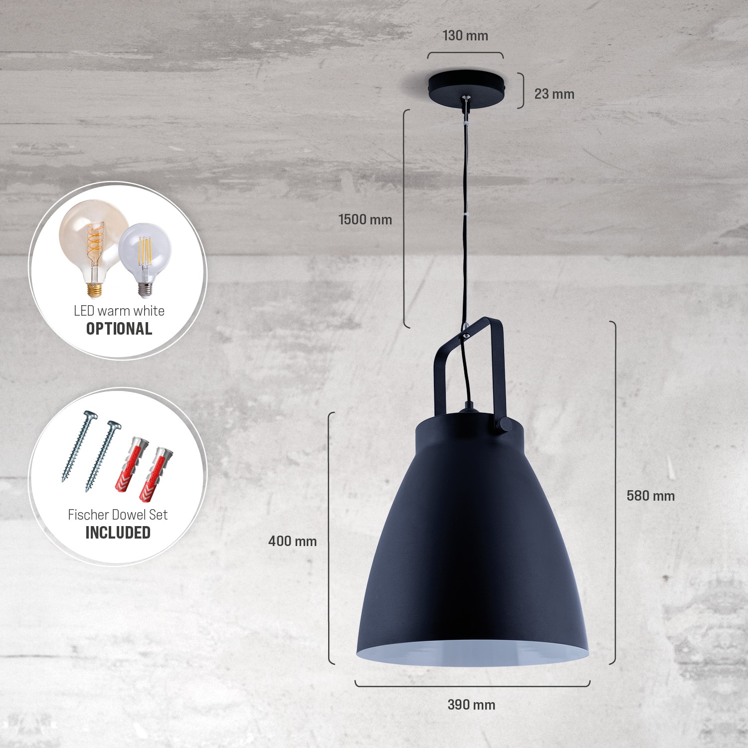 Paco Home Pendelleuchte »BOONE PD«, 1 flammig, Leuchtmittel E27 | ohne Leuchtmittel, Stehleuchte Modern Wohnzimmer Industrial Scheinwerfer Design E27