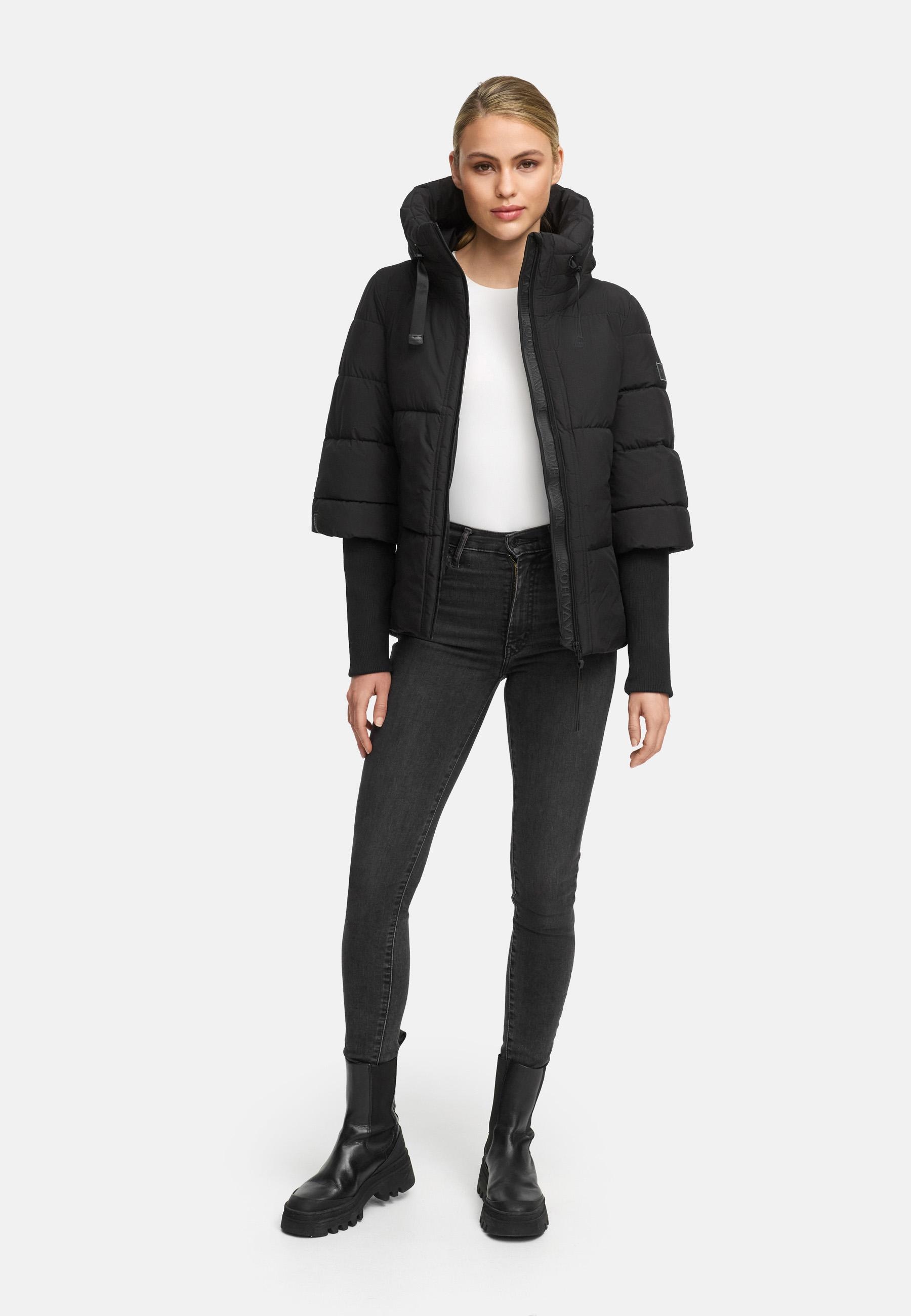 Navahoo Steppjacke »Lotusherz XIV«, mit Kapuze, Warme gesteppte Winterjacke mit Rippstrickärmeln