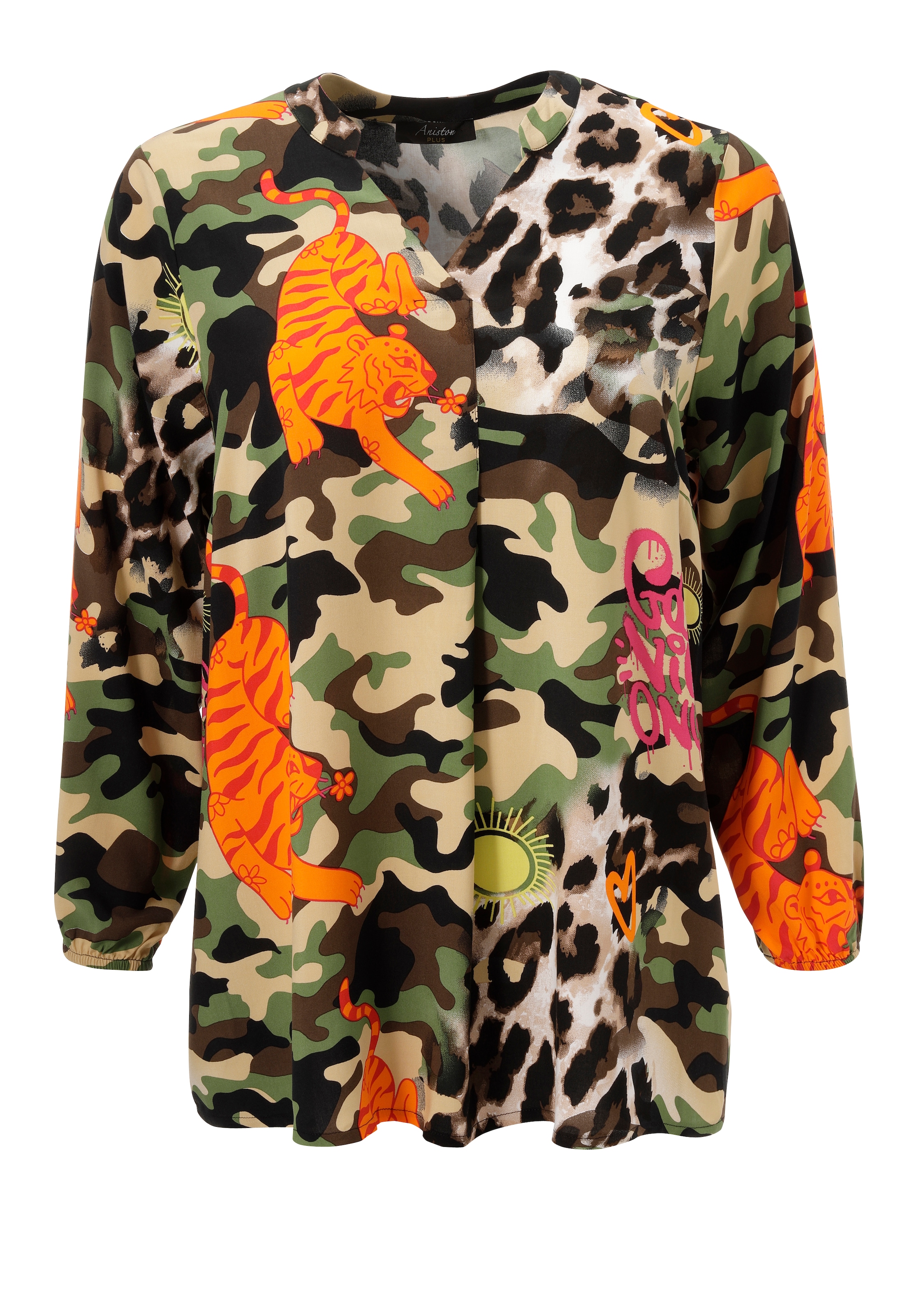 Aniston PLUS Schluppenbluse, mit extravaganten farbenfrohes Animaldessin - NEUE KOLLEKTION