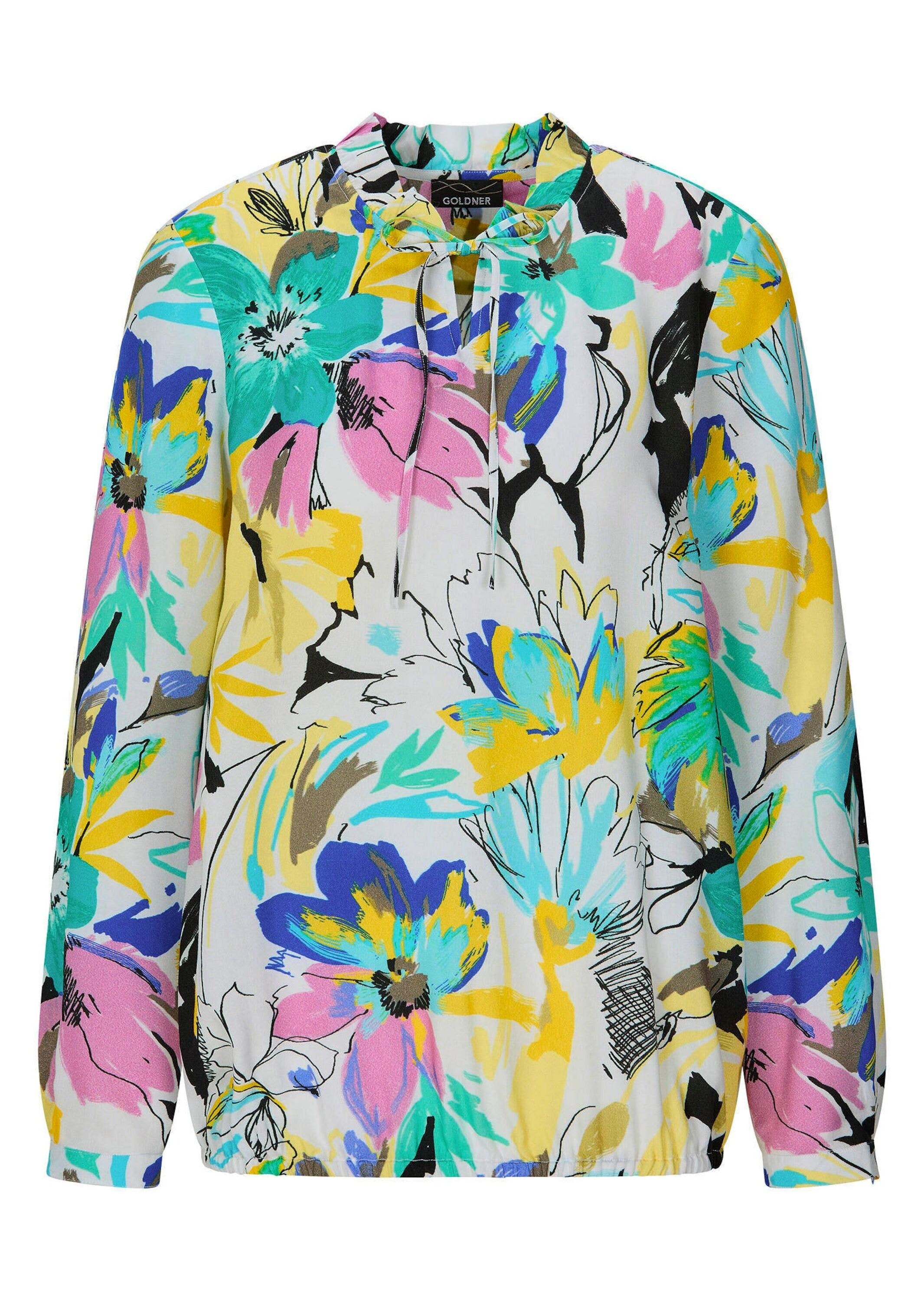 GOLDNER "Kurzgröße Viskosebluse mit Blumenprint" Sattel im Rückteil