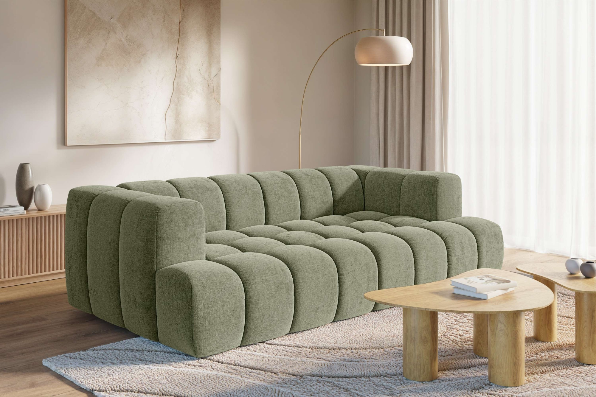 homsy by Ana Johnson Big-Sofa ""XL" BOUBELLE Design-Sofa extra tief, Bubble-Optik, Breite 246 cm" 4-Sitzer mit Wellenunterfederung, XL Sitztiefe 100 cm