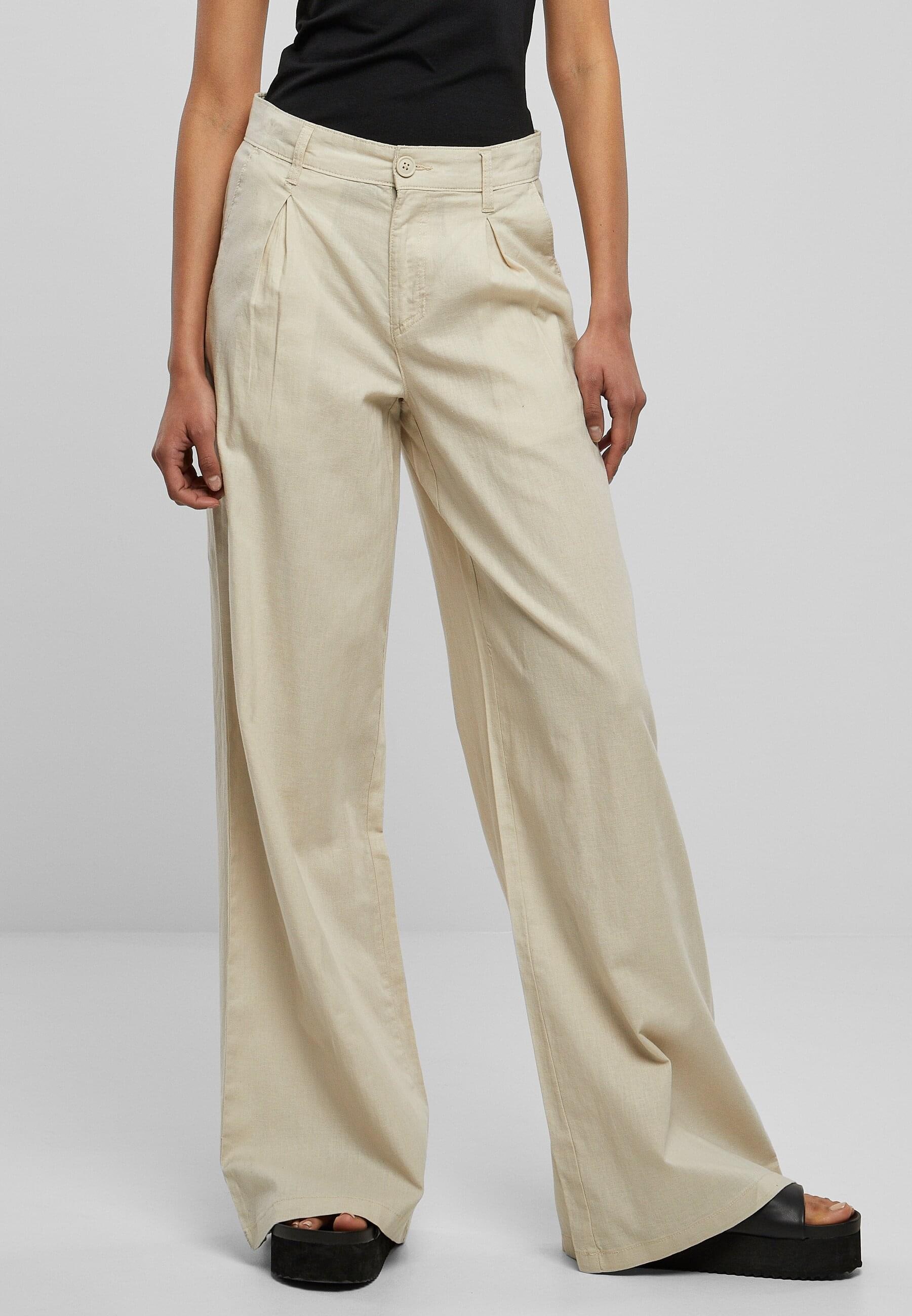 URBAN CLASSICS Stoffhose »Urban Classics Damen Ladies High Linen Mixed Wide Leg Pants«, (1 tlg.)