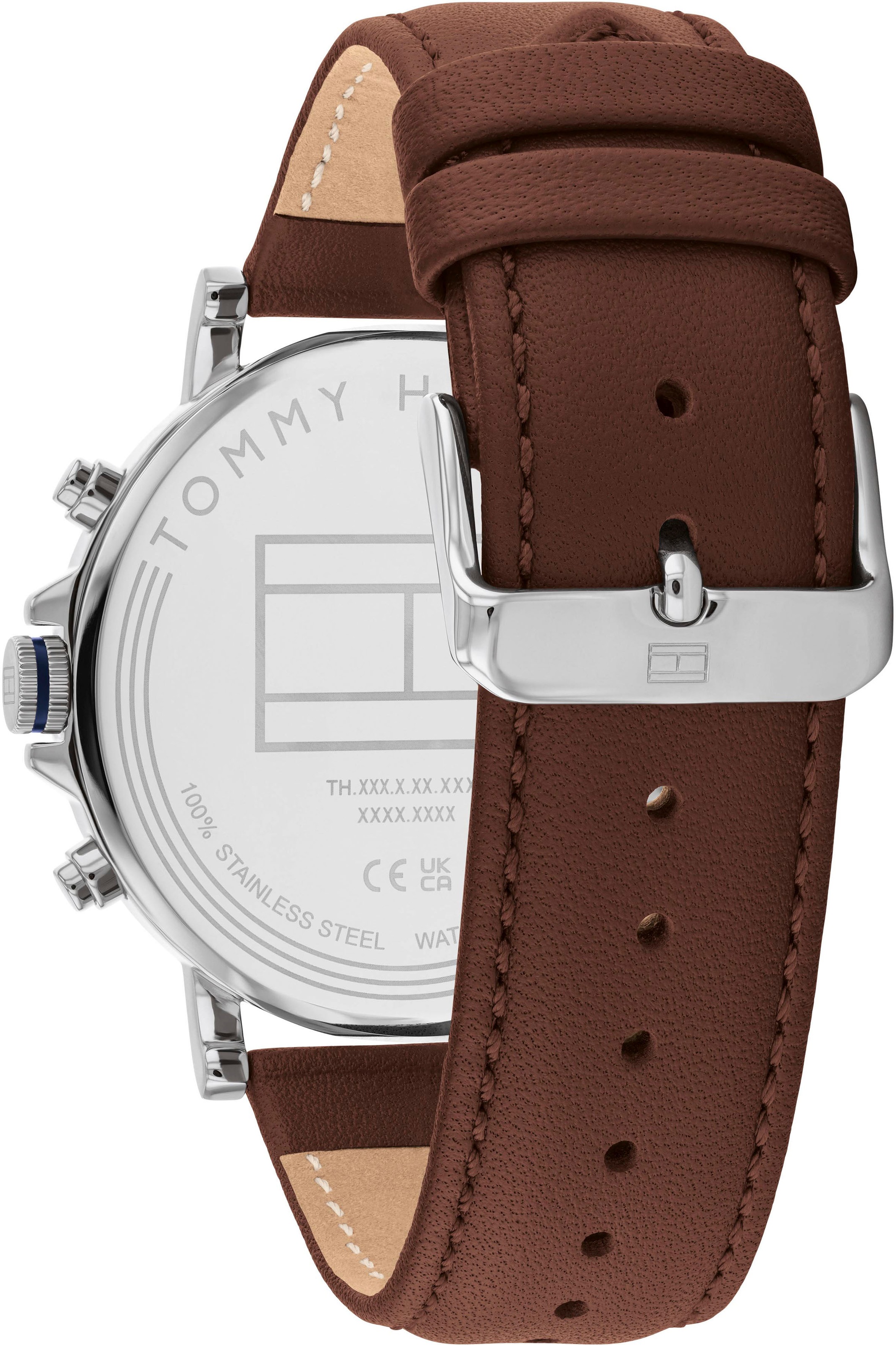 Tommy Hilfiger Multifunktionsuhr »TYSON«, Quarzuhr, Armbanduhr, Herrenuhr, Datum, Lederarmband