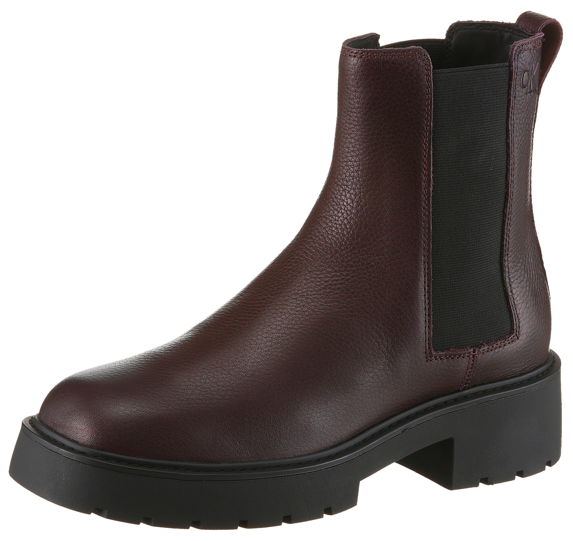 Calvin Klein Jeans Chelseaboots »CHUNKY CHELSEA BOOT LTH«, Schlupfboots, Stiefelette mit praktischer Anziehlasche