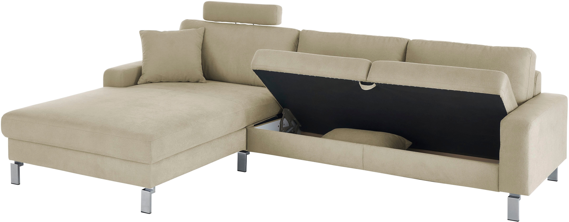 3C Candy Ecksofa »Lecce, wahlweise PUR-Schaumstoff oder Tonnentaschenfederkern«, Bett im 2,5-Sitzer, teilmotorische Schlaffunktion im Longchair, L-Form