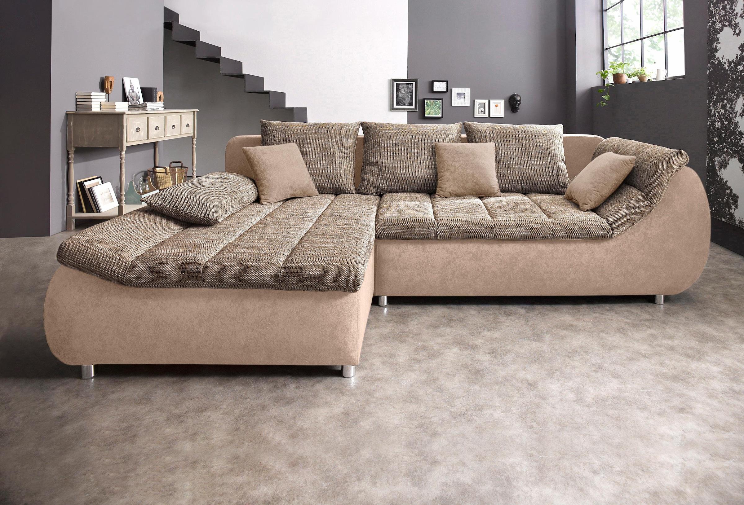 Home affaire Ecksofa "Imola, bequem, aktuelle Steppung im Sitz, L-Form, Bre günstig online kaufen