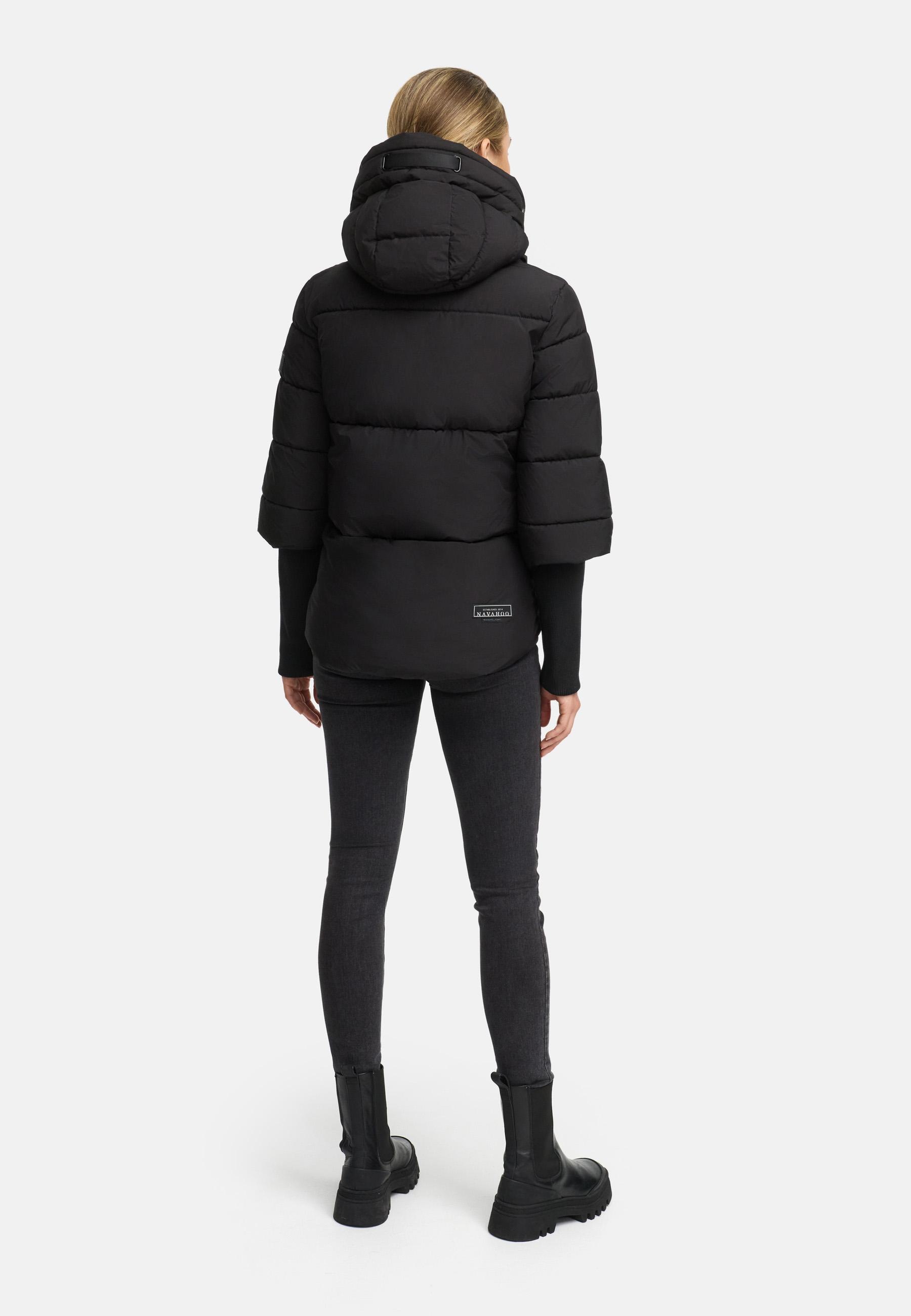 Navahoo Steppjacke »Lotusherz XIV«, mit Kapuze, Warme gesteppte Winterjacke mit Rippstrickärmeln