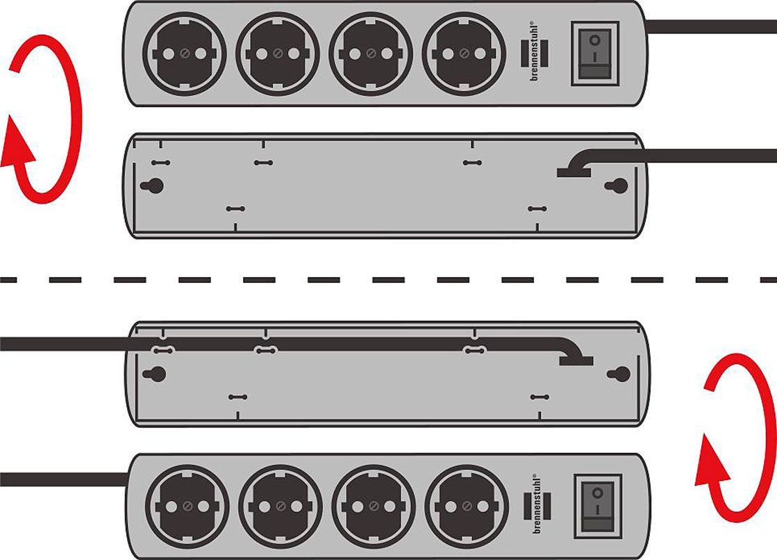Brennenstuhl Steckdosenleiste »Primera-Line«, 8-fach, (Kabellänge 2 m), mit Schalter und 90° Anordnung der Steckdosen