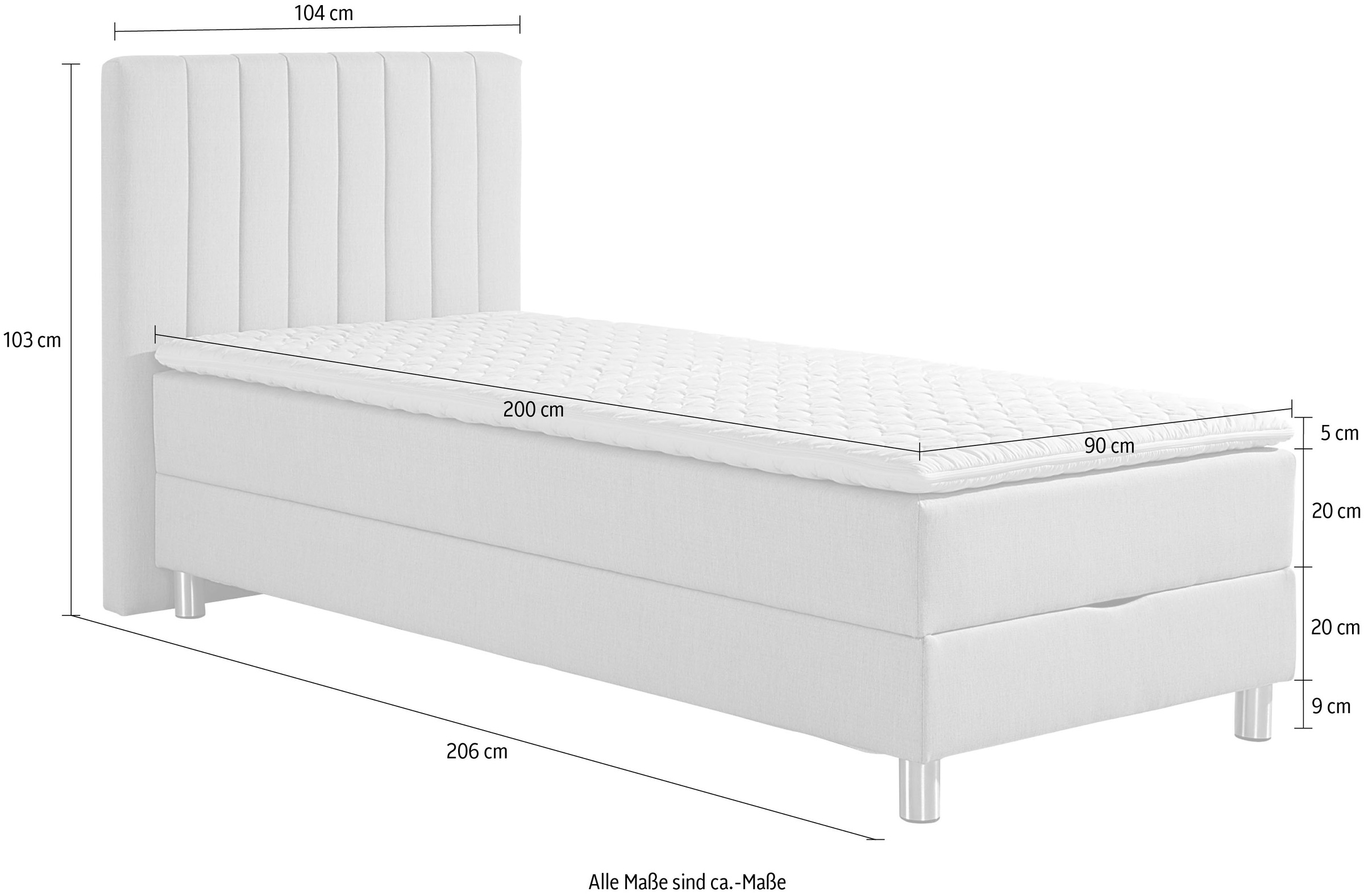Maintal Boxbett, mit Bettkasten und Kaltschaum-Topper