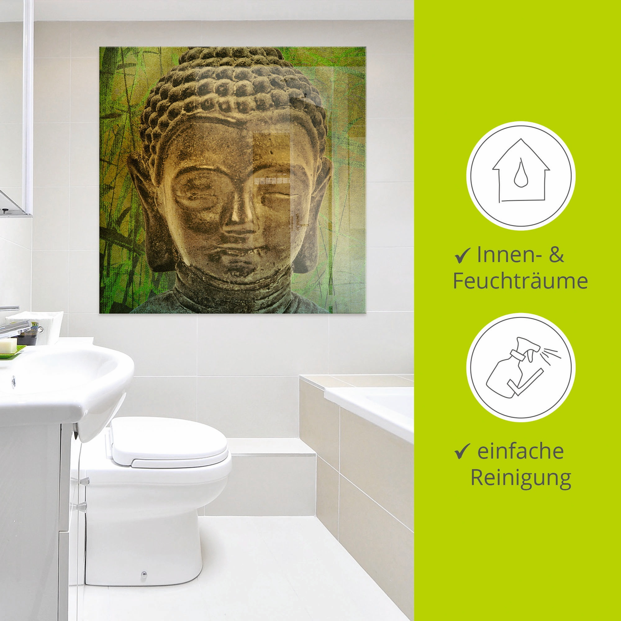Artland Glasbild »Buddha II«, Religion, (1 St.), in verschiedenen Größen