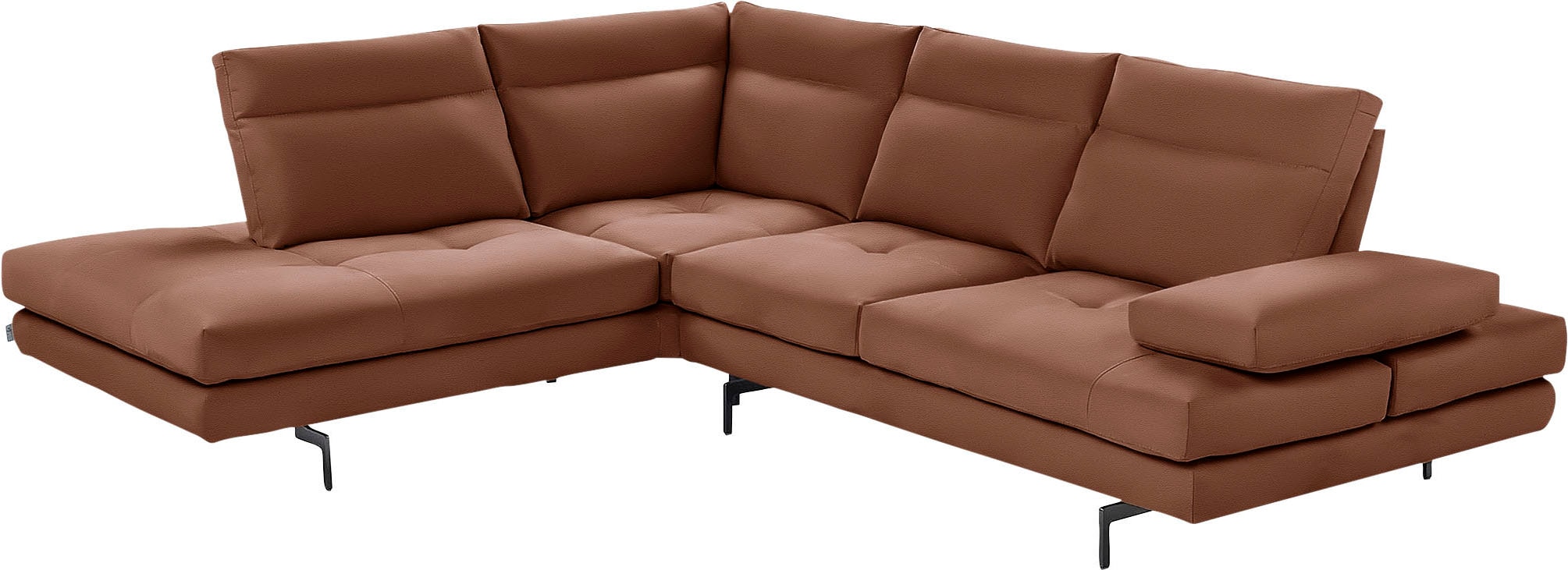 CALIA ITALIA Ecksofa "Toby Wing, B/T: 288/232 cm, Designsofa mit sensationellem Sitzkomfort" L-Form, Sitztiefenverstellung, funktionale Ecke, Füße in schwarz matt