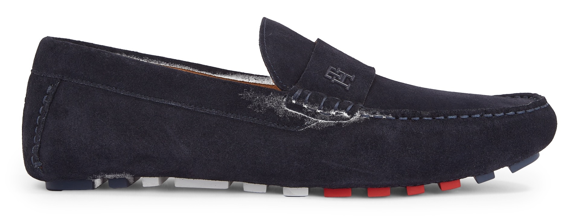 Tommy Hilfiger Mokassin »TH CLASSIC SUEDE DRIVER«, Slipper, Autofahrer Schuh, Pennyloafer mit Zierriegel