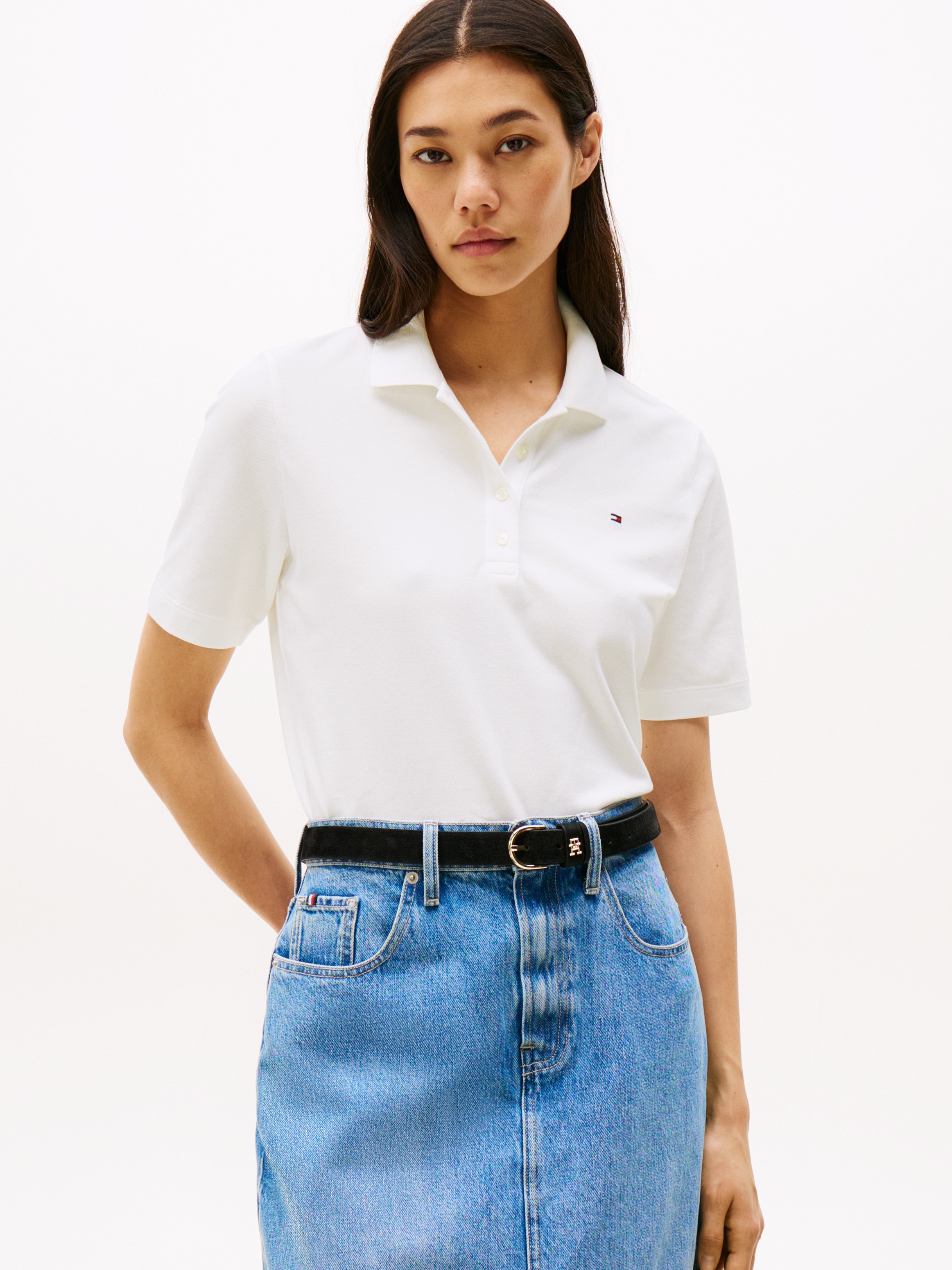 Tommy Hilfiger Poloshirt "1985 Regular Fit Pique Premium Polo" Logo-Sticker günstig online kaufen