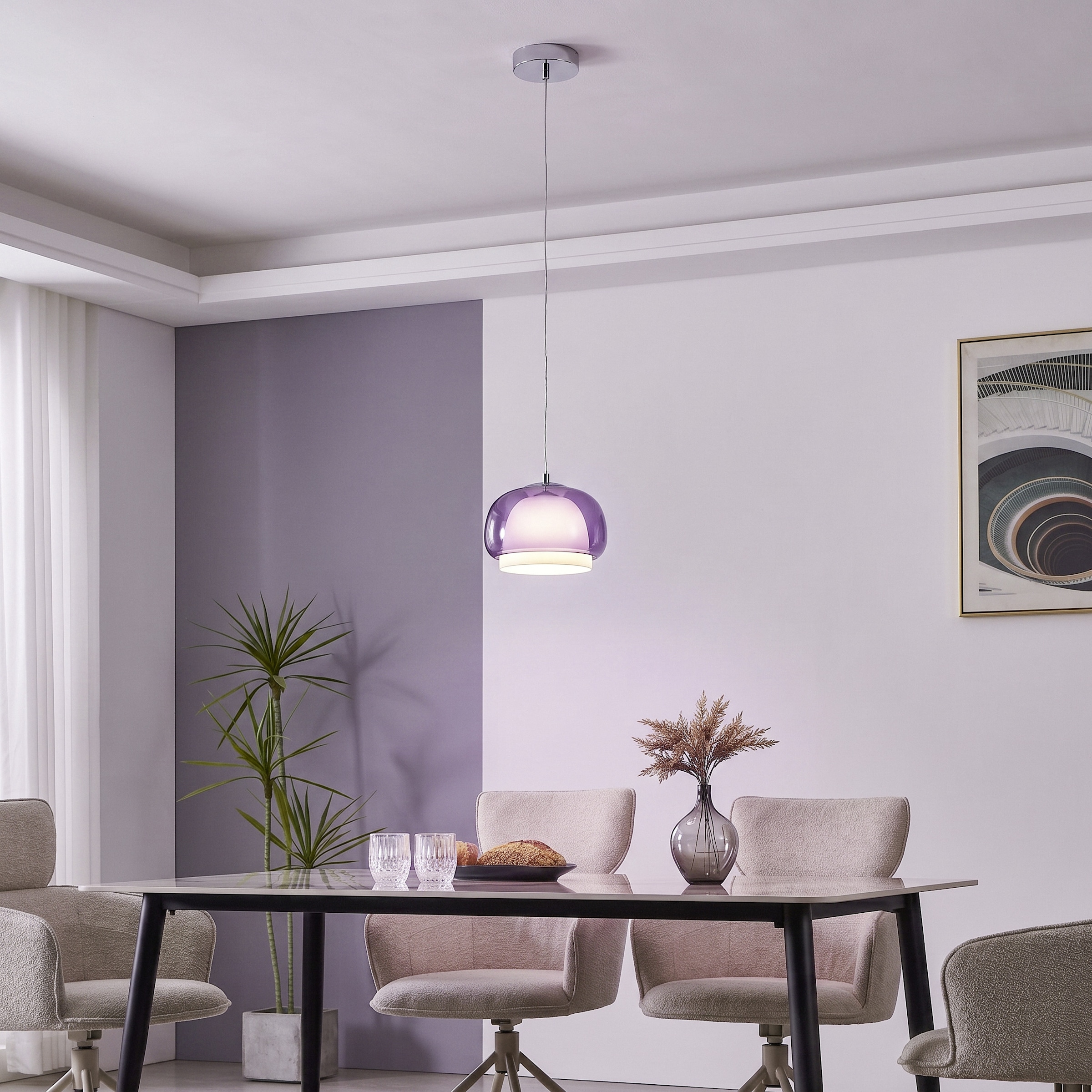 EGLO Hängeleuchte »BELOMONTEJO« E27 1 Stk. Hängelampe, Lampe hängend, chrom Glas, Wohnzimmer