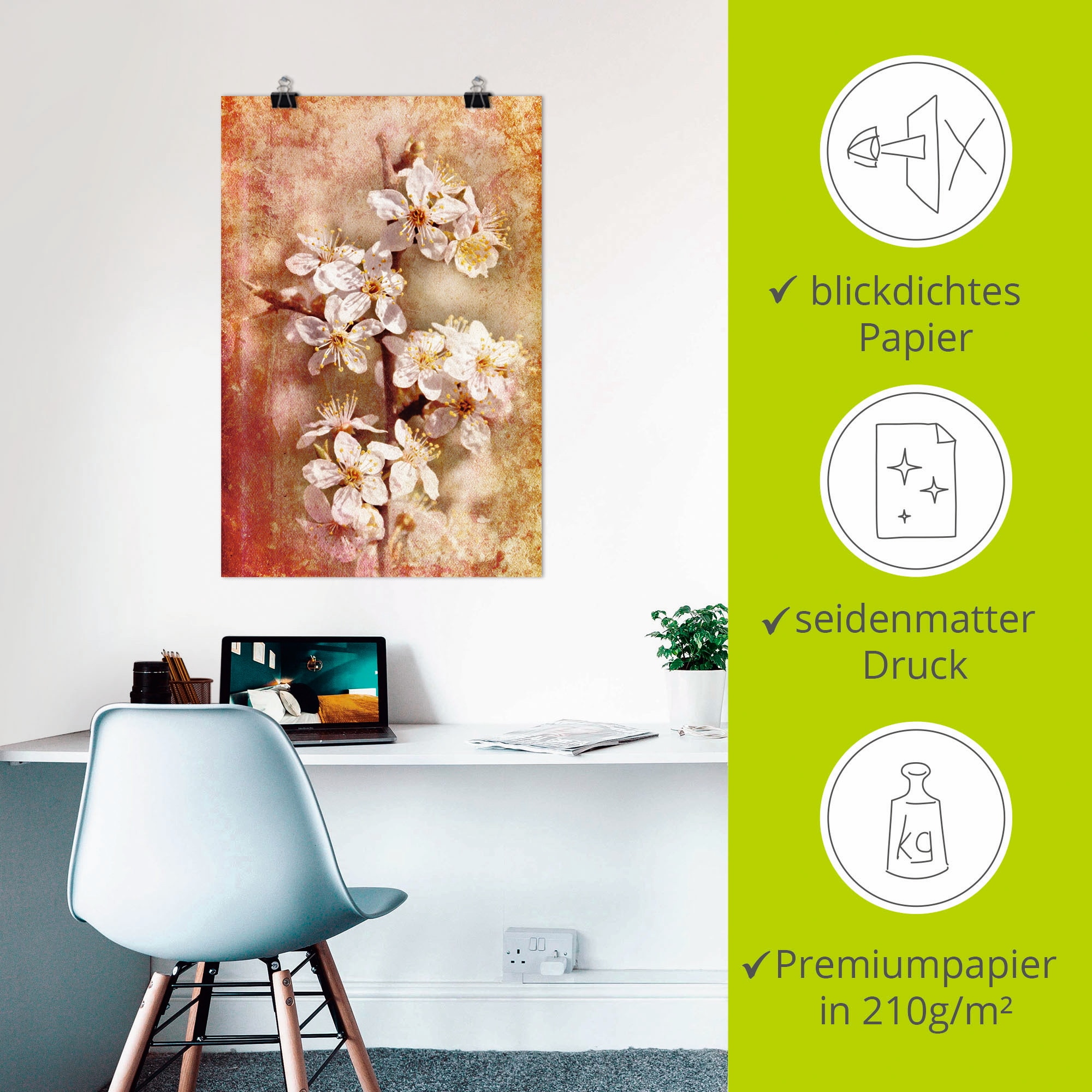 Artland Wandbild »Kirschblüten«, Blumen, (1 St.), als Leinwandbild, Poster in verschied. Größen