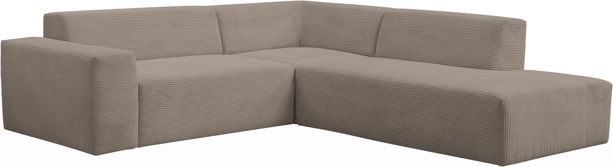 WERK2 Ecksofa »Zeus-M, tolles Sofa mit schönen Details, L-Form«, Curvy Trend Garnitur, urbane Optik, komfortable Wellenunterfederung