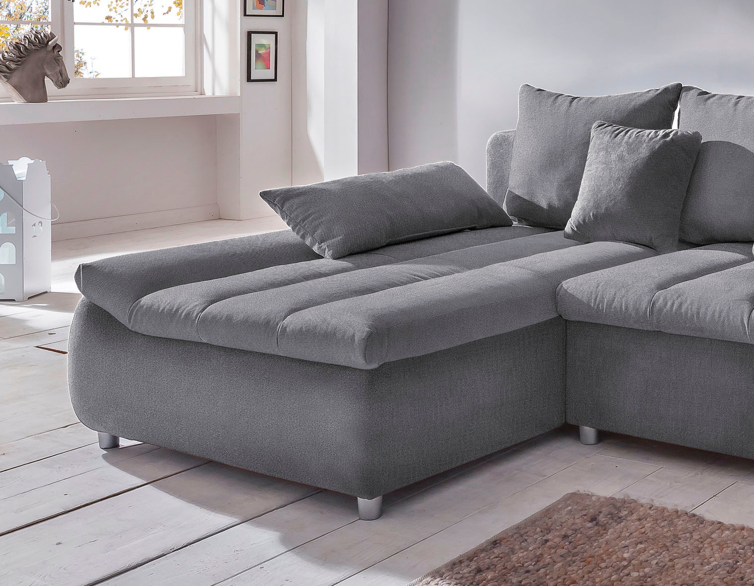 INOSIGN Ecksofa »Imola elegant und bequem, aktuelle Steppung im Sitz, L-Form«, wahlweise mit Bettfunktion, OTTOs Choice