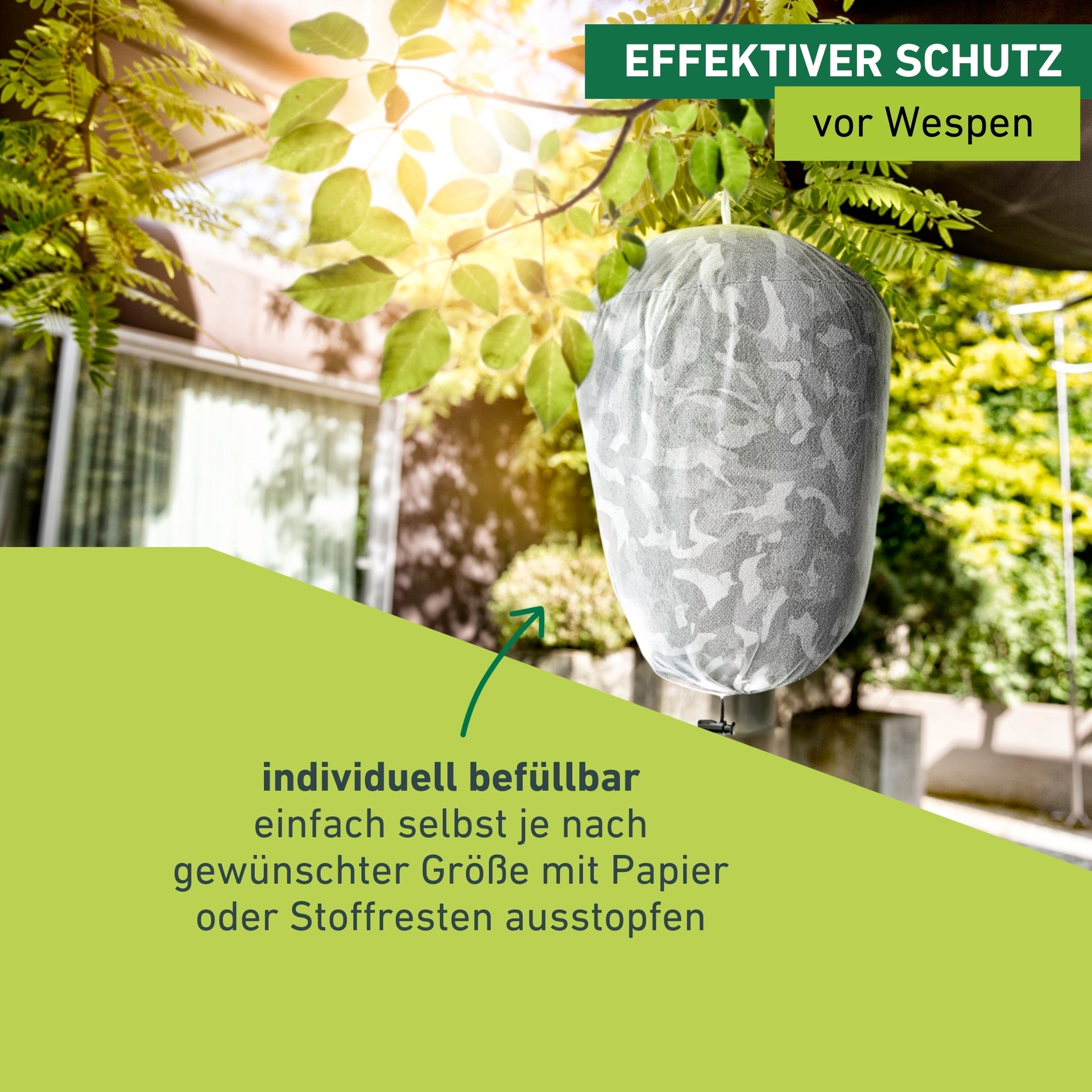 Windhager Wespennestattrappe »Wespenvertreiber aus Vliesstoff« langlebiger und beständiger Wespenschutz, individuell befüllbar, grau