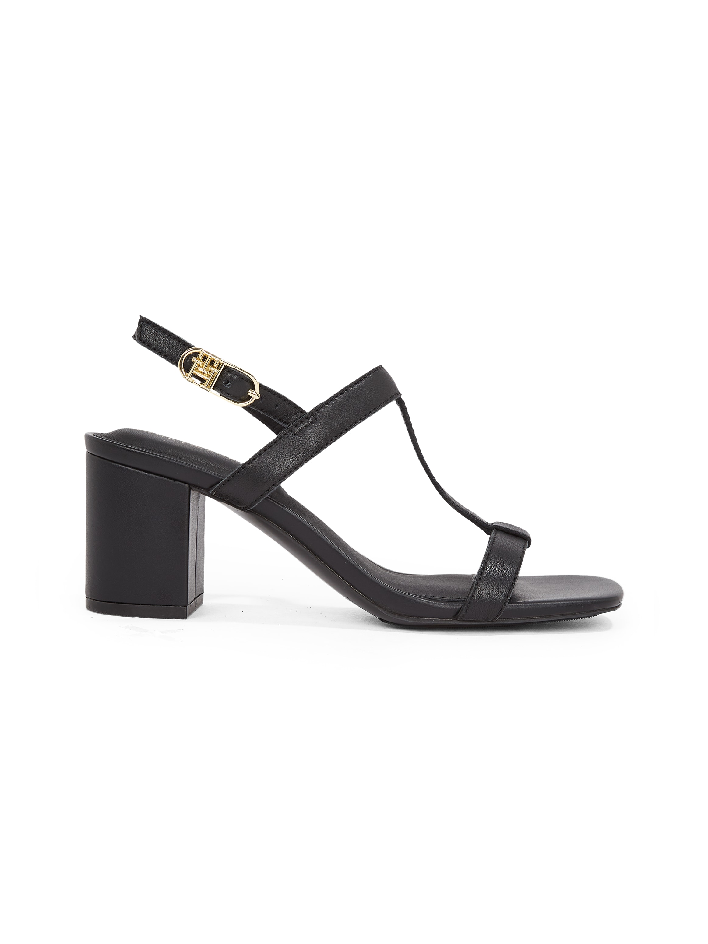 Tommy Hilfiger Sandalette »LEATHER BLOCK HEEL SANDAL«, Blockabsatz, Abendschuh, Partyschuh mit verstellbarer Schnalle
