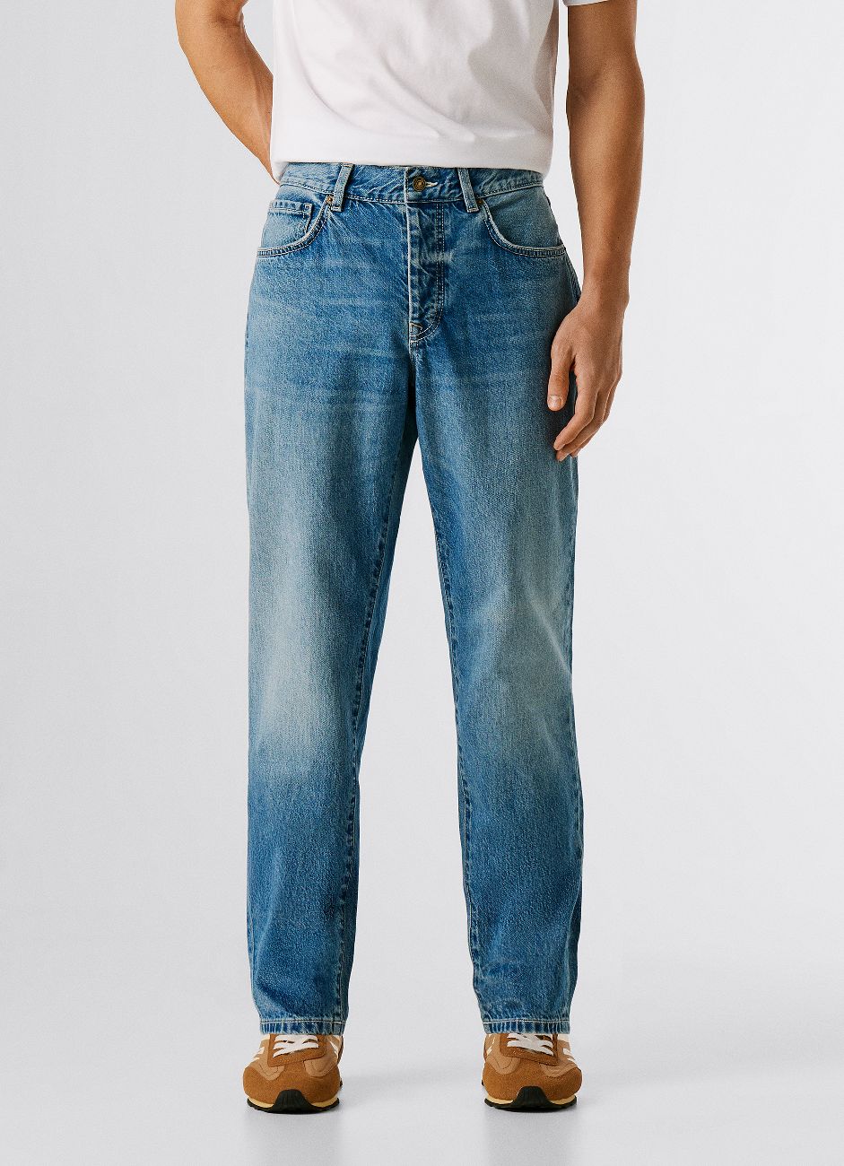 Pepe Jeans 5-Pocket-Jeans "TAPERED JEANS CAMDEN" aus Baumwoll-Denim, tiefer Schritt