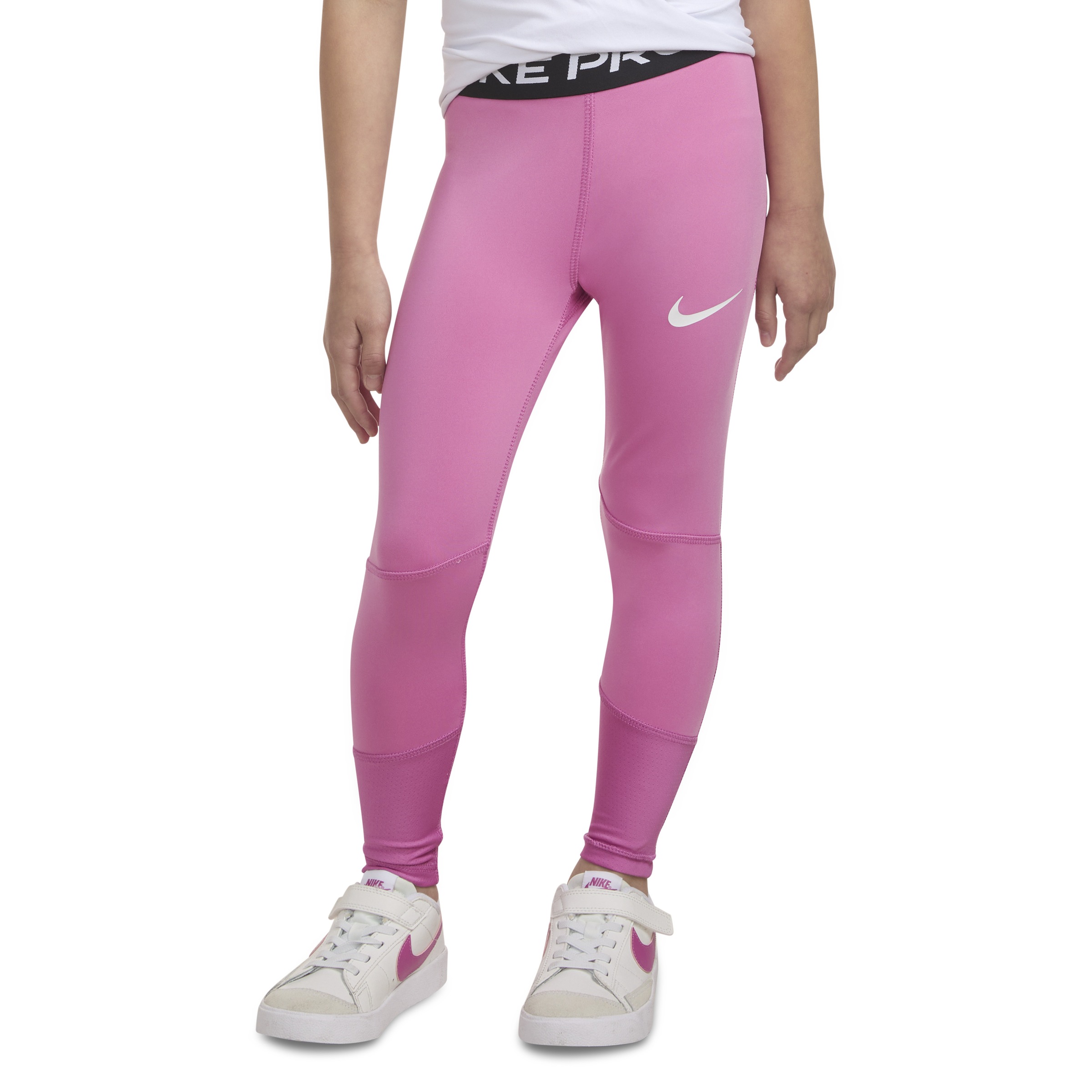 NIKE SPORTSWEAR Mädchen Leggings "NKG NIKE PRO LEGGING"magic flaming, Gr. 110, Jersey, Obermaterial: 83% Polyester, 17% Elasthan, Hosen, für Kinder