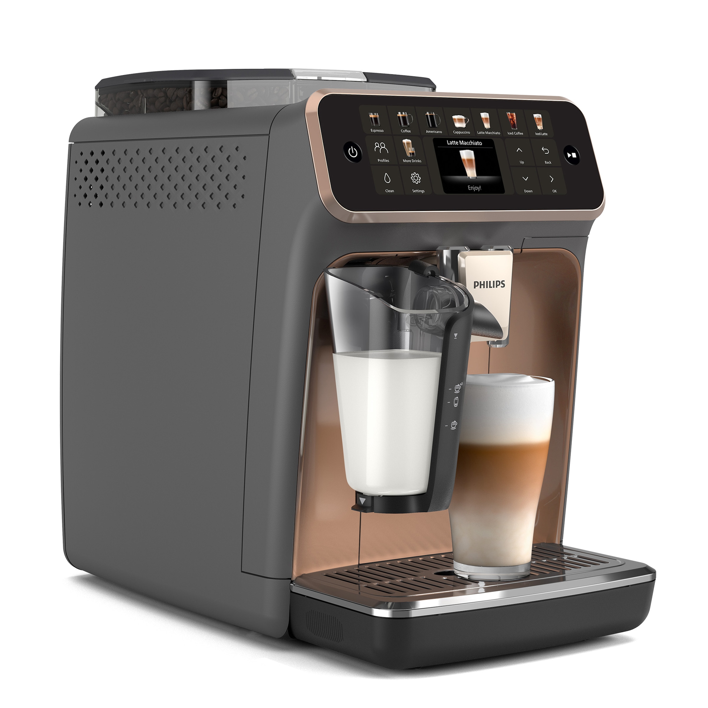 Philips Kaffeevollautomat "EP5544/80 5500 Series, 20 Kaffeespezialitäten (heiß oder eisgekühlt),", LatteGo-Milchsystem, 