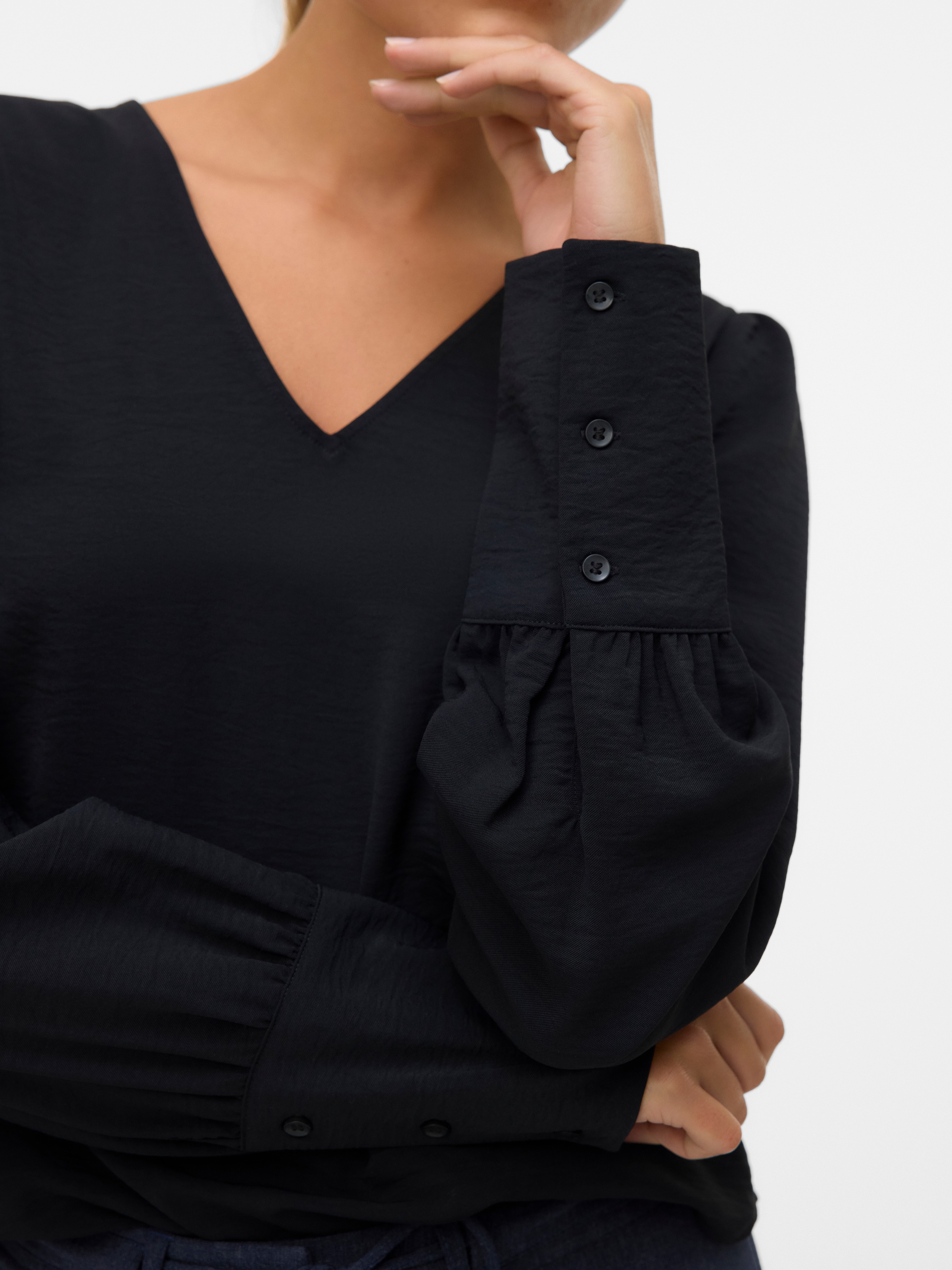 Thumbnail - Vero Moda Langarmbluse "VMESME LS V-NECK TOP WVN GA"