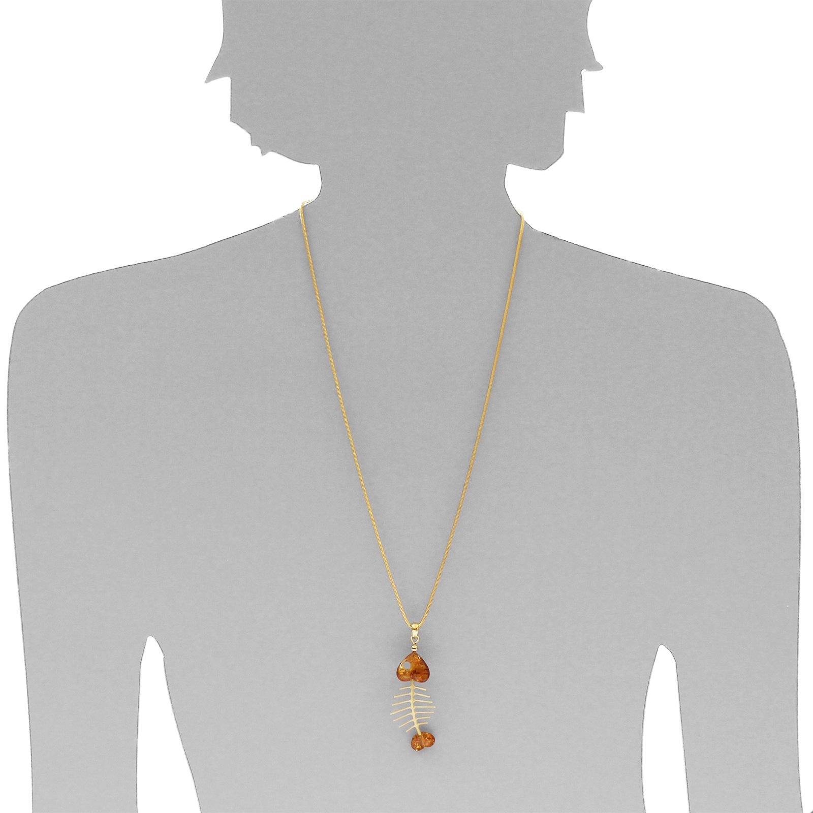 OSTSEE-SCHMUCK Kettenanhänger »- Fisch 60 mm - Gold 333/000 - Bernstein«