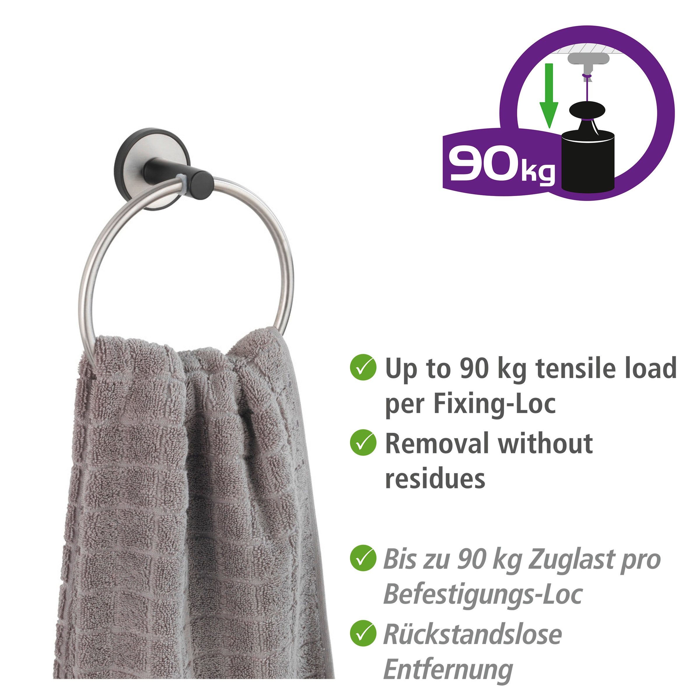 WENKO Handtuchring »UV-Loc® Udine«, befestigen ohne Bohren