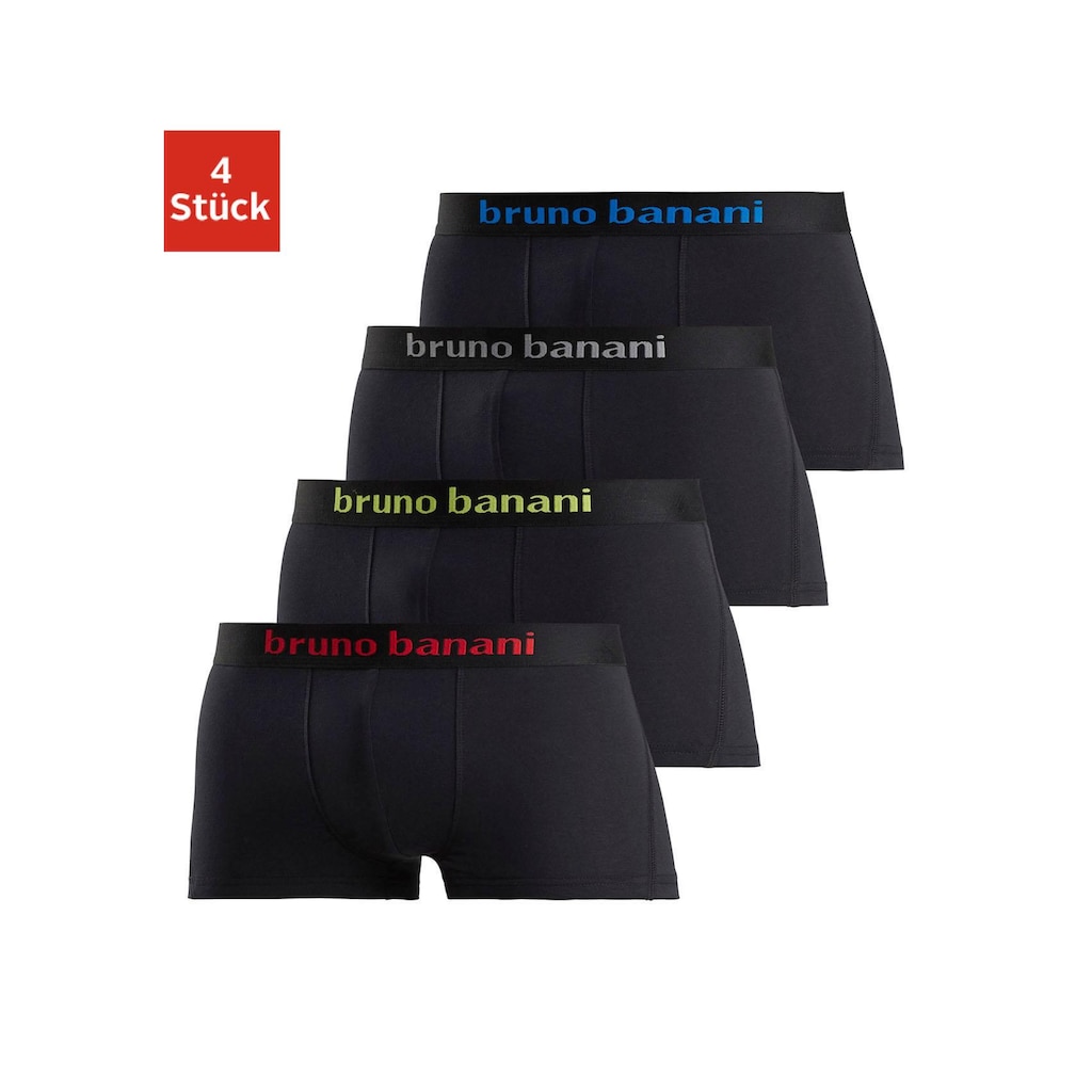 Bruno Banani Boxershorts, (Packung, 4 St.), in Hipster-Form mit Logo Webbund