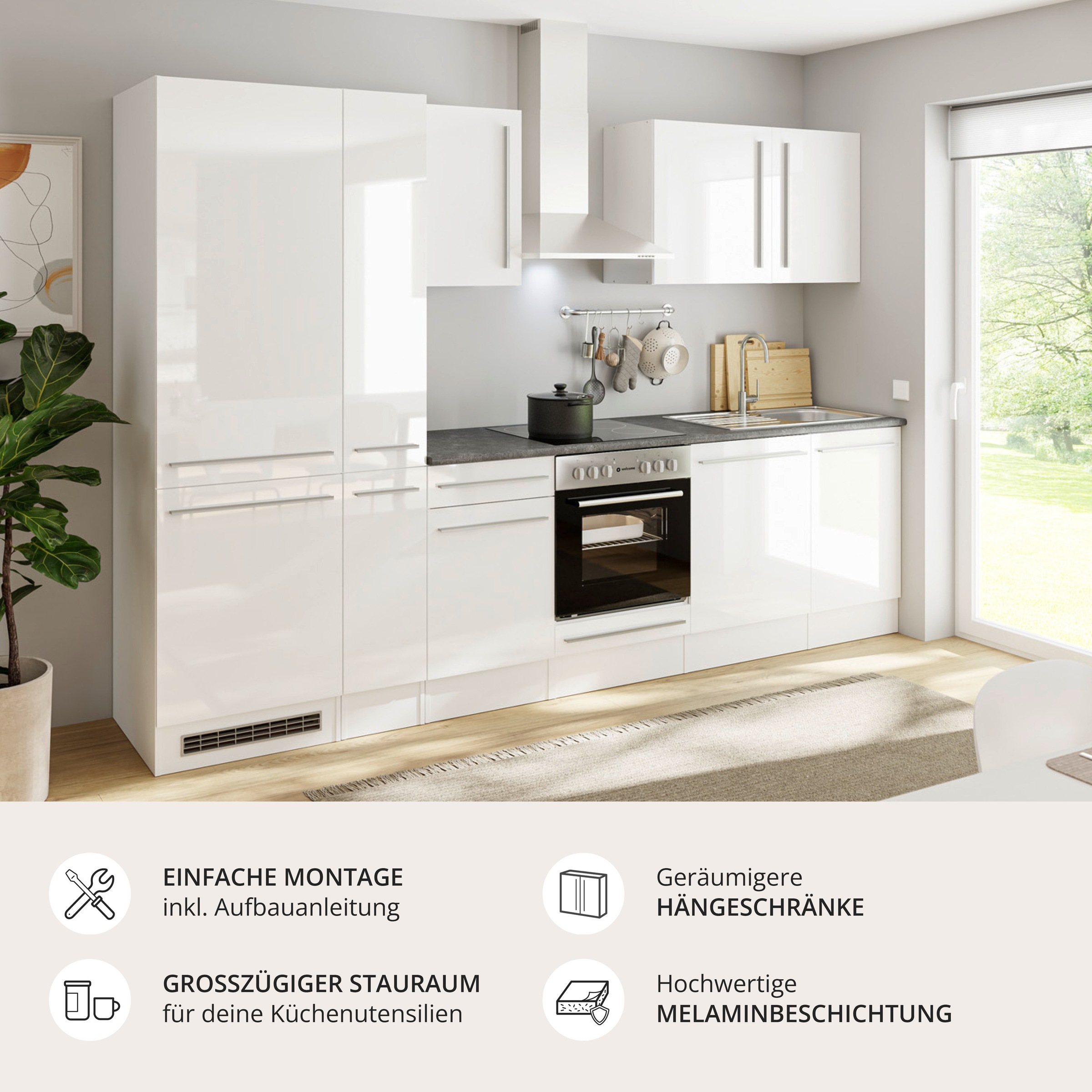 BASIC by Balculina Küchenzeile »Jazz« Breite 310 cm, wahlweise mit E-Geräten