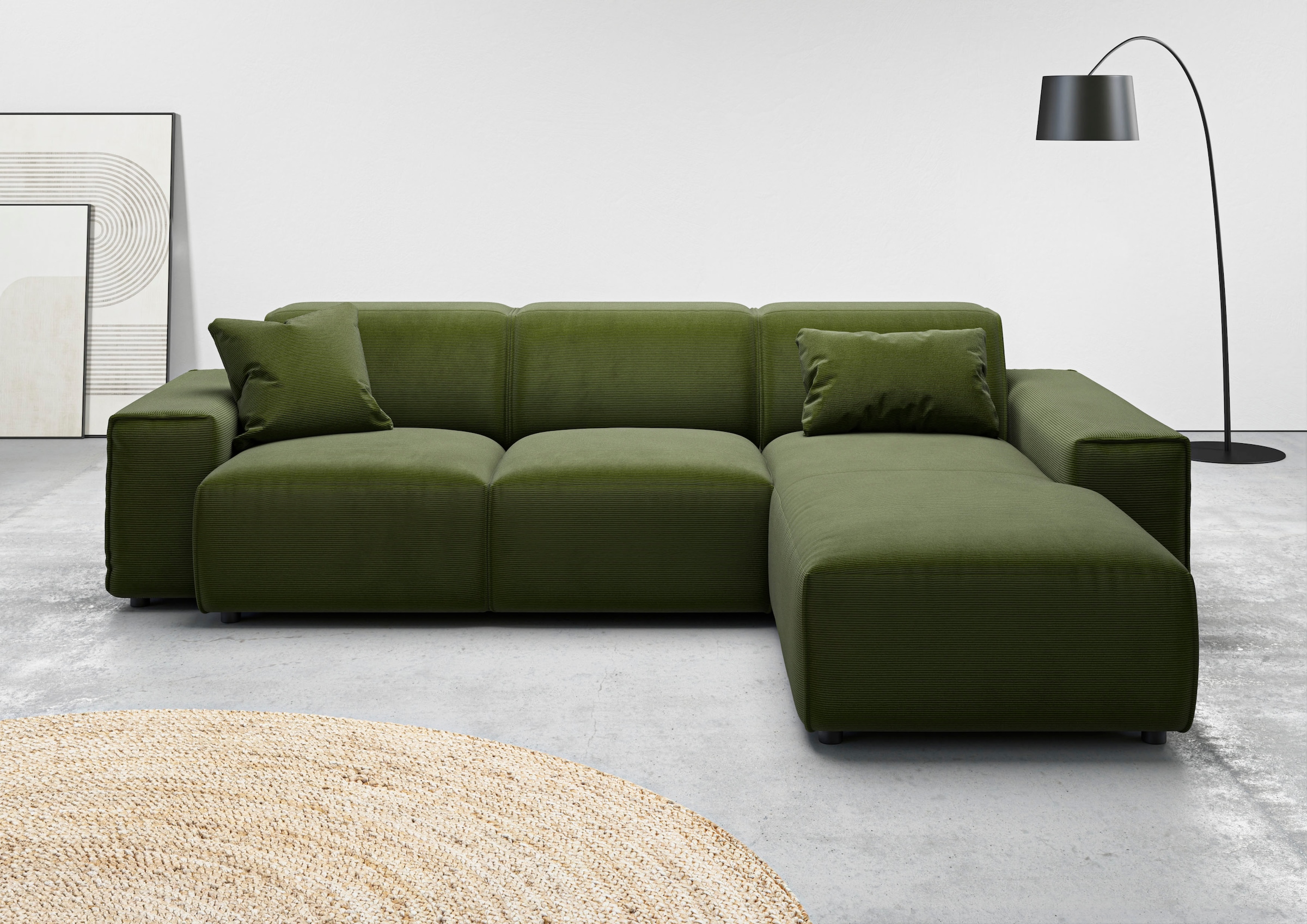 Home affaire Ecksofa "Glimminge L-Form auch in Breitcord, Feincord + Easy care-Bezug," Breite 264, Zierkissen