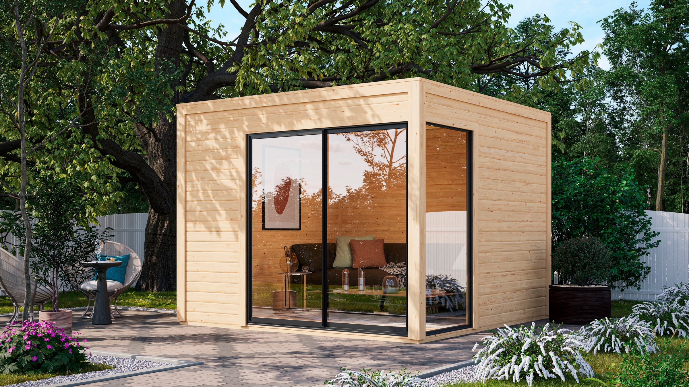 Karibu Gartenhaus »"Ditsche 1", mit Boden und Dachfolie im Paket«, naturbelassen oder anthrazit