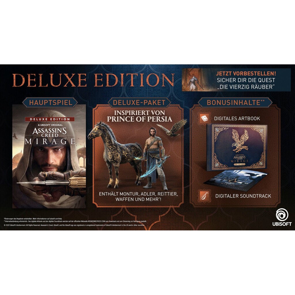 UBISOFT Spielesoftware »Assassin's Creed Mirage Deluxe Edition - (kostenloses Upgrade auf PS5)«, PlayStation 4