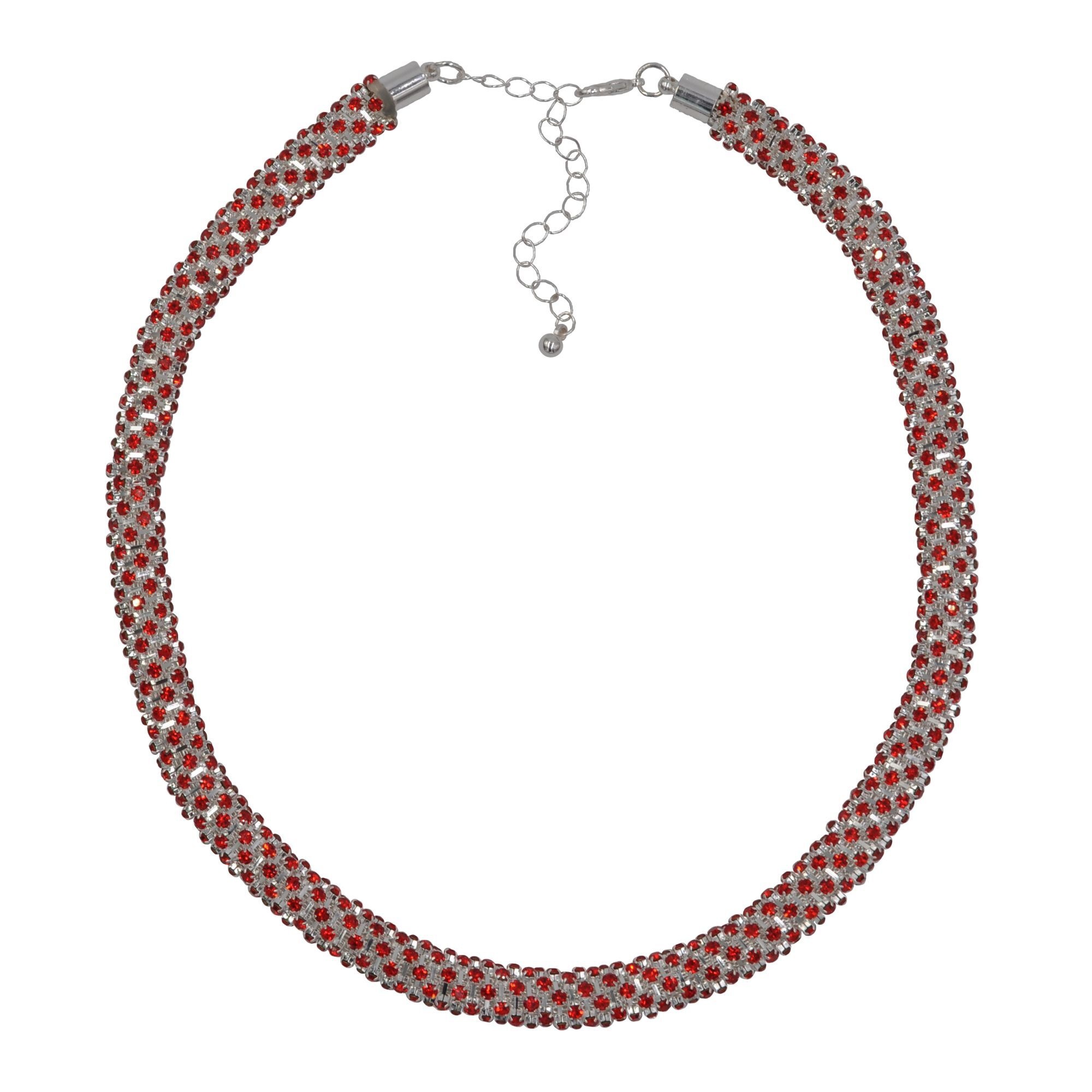 Steuer Collierkettchen »Metall 40+6,0cm glanz Glasstein rot«