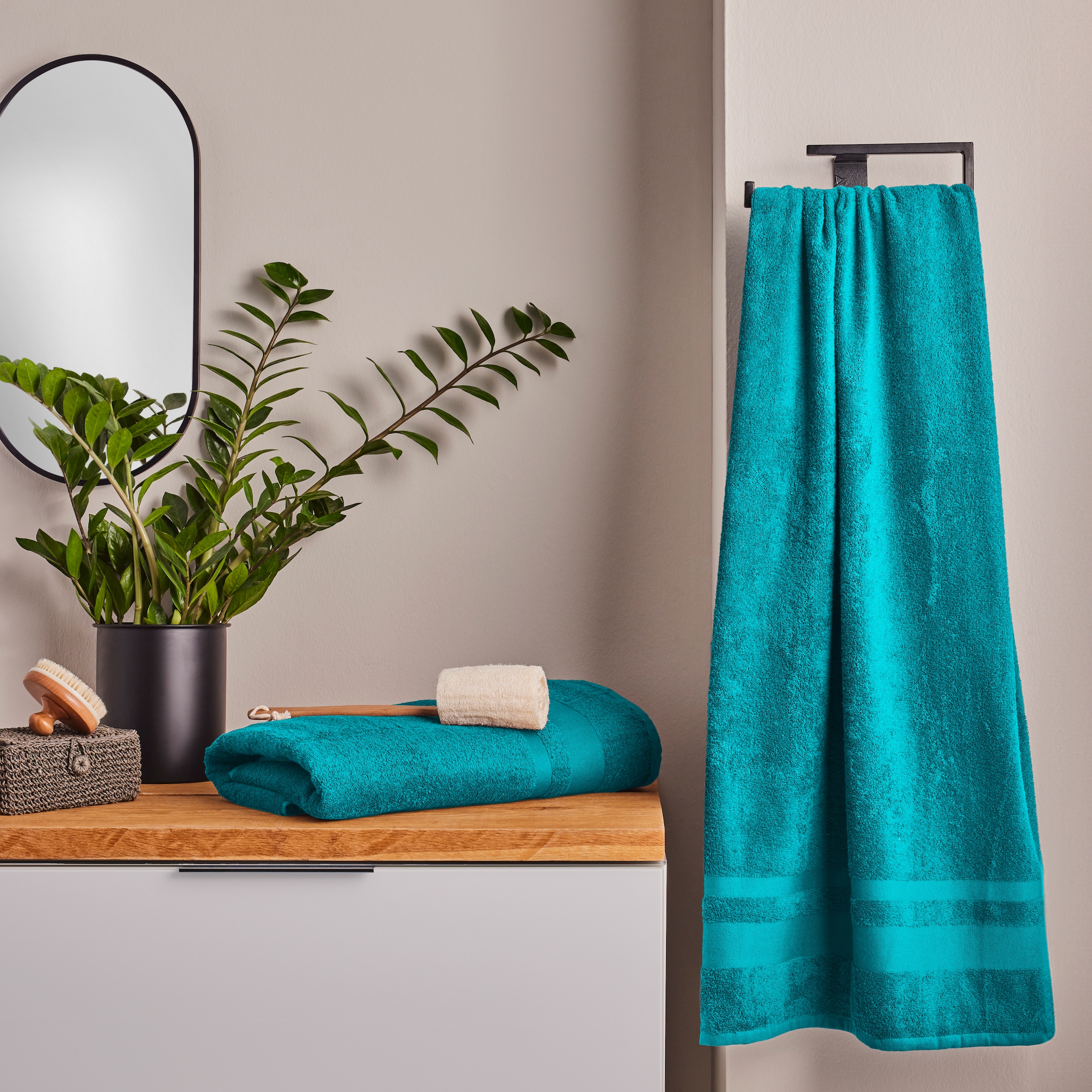 OTTO home Saunatuch »Vanessa, 2 Saunatücher, 80x200cm, in Standard- und Premium-Qualität« Handtücher mit Bordüre, 100% Baumwolle, einfarbig, weich