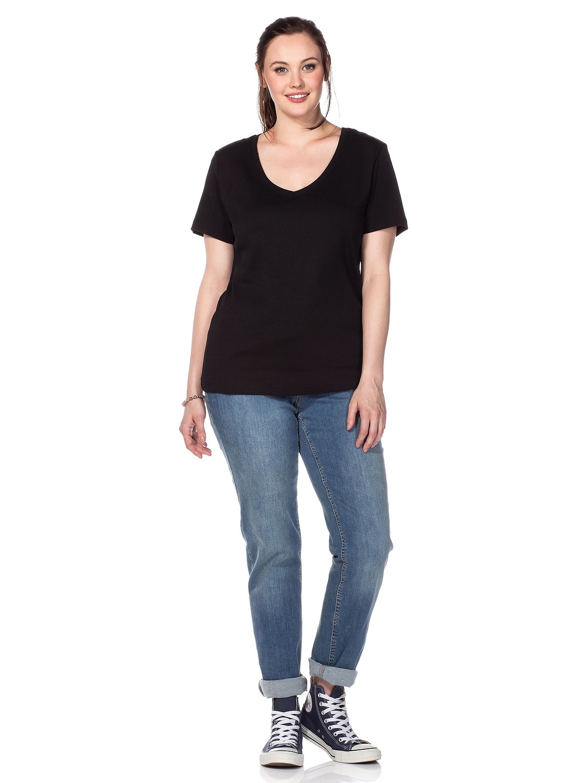 Sheego T-Shirt »Große Größen«, aus gerippter fein BAUR | Qualität bestellen für