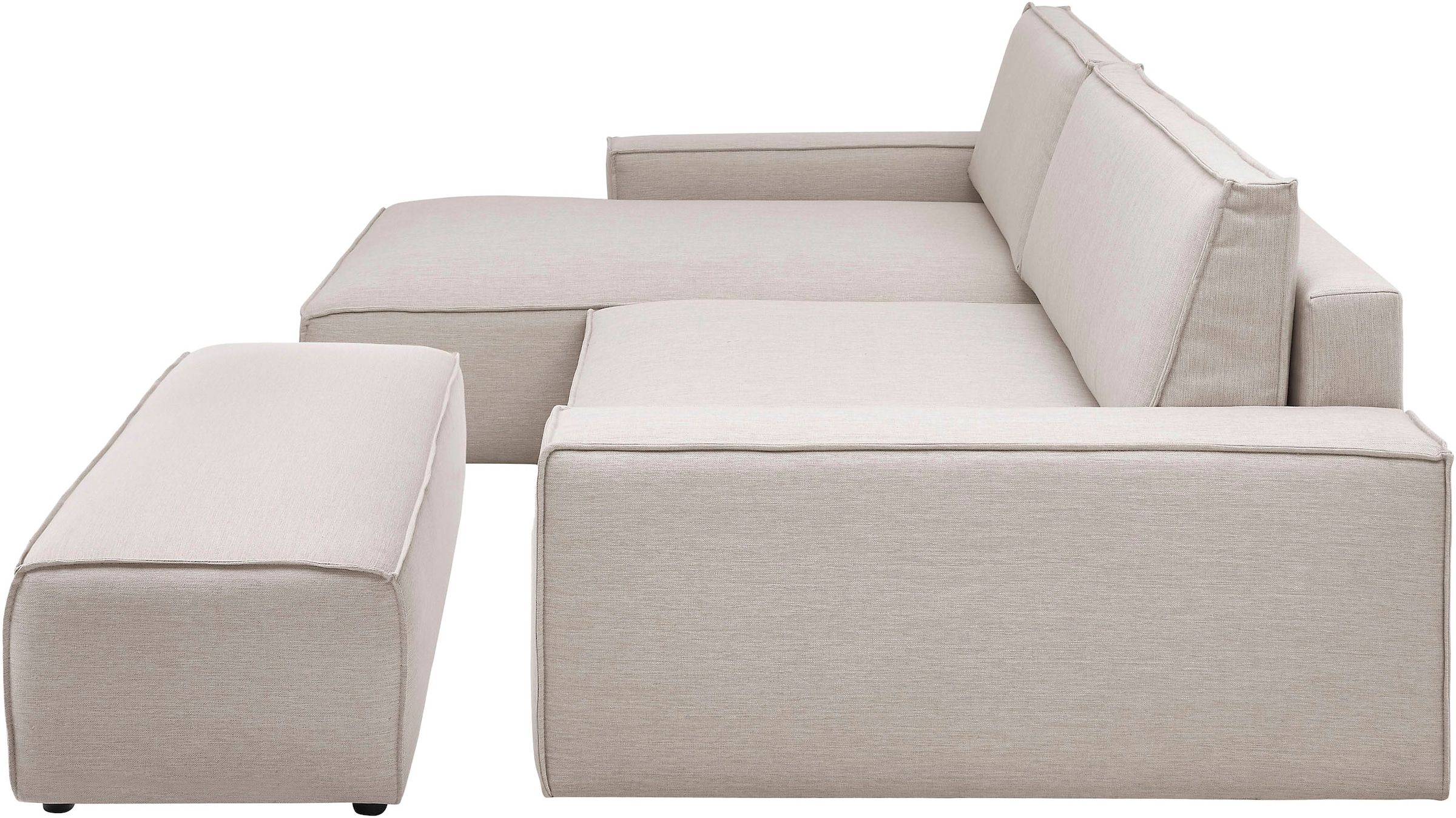 Home affaire Polsterecke »NEU: SHERWOOD XXL tief, L-Form mit Schlaffunktion, Big-Sofa mit Hocker«, (Set, 2 St.), stellbar zum Schlafsofa (Krokodilverbinder), Cord, Leinenoptik